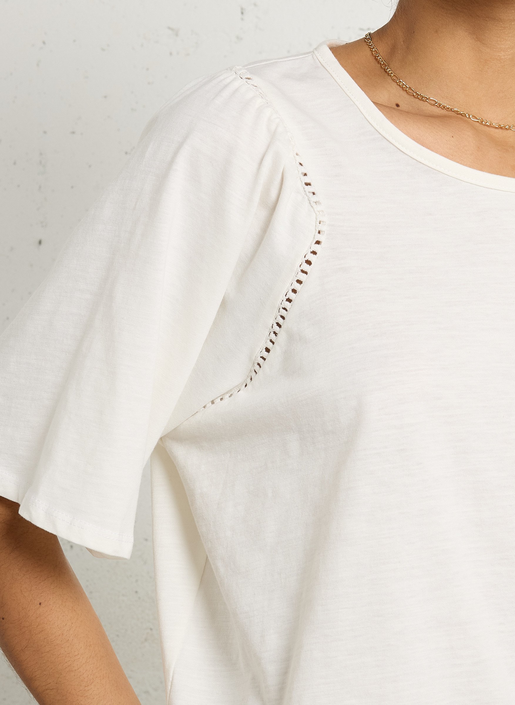 Baumwoll-T-Shirt mit Ballonärmeln SUD EXPRESS Beige