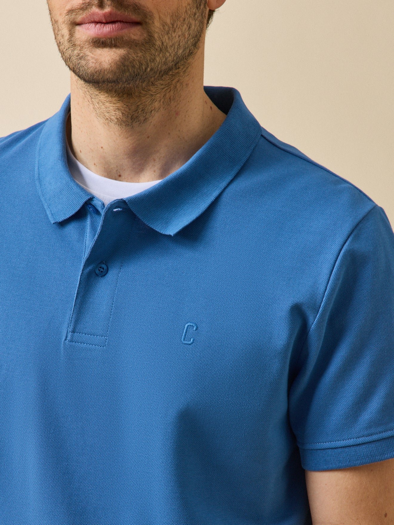 Plain organic cotton piqué polo CYRILLUS Blue