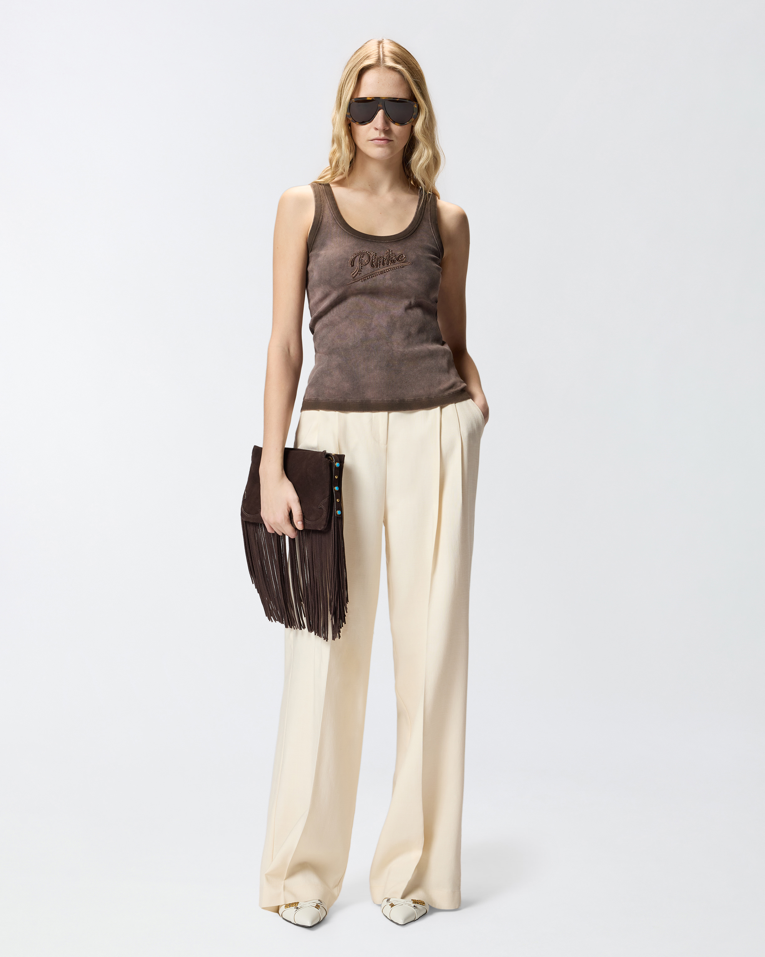 Débardeur effet pulvérisation à broderie pinko PINKO Marron