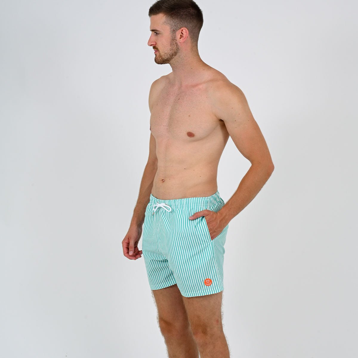 Striped aqua immersed swim shorts VENDREDI SWIMWEAR Green