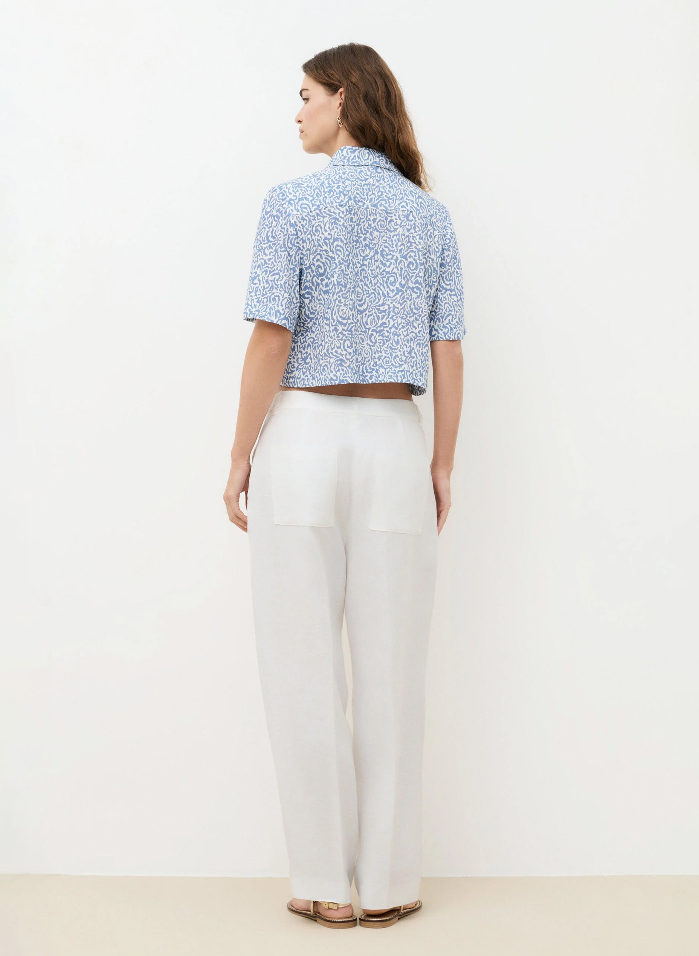 Chemise courte imprimée CAROLL Bleu