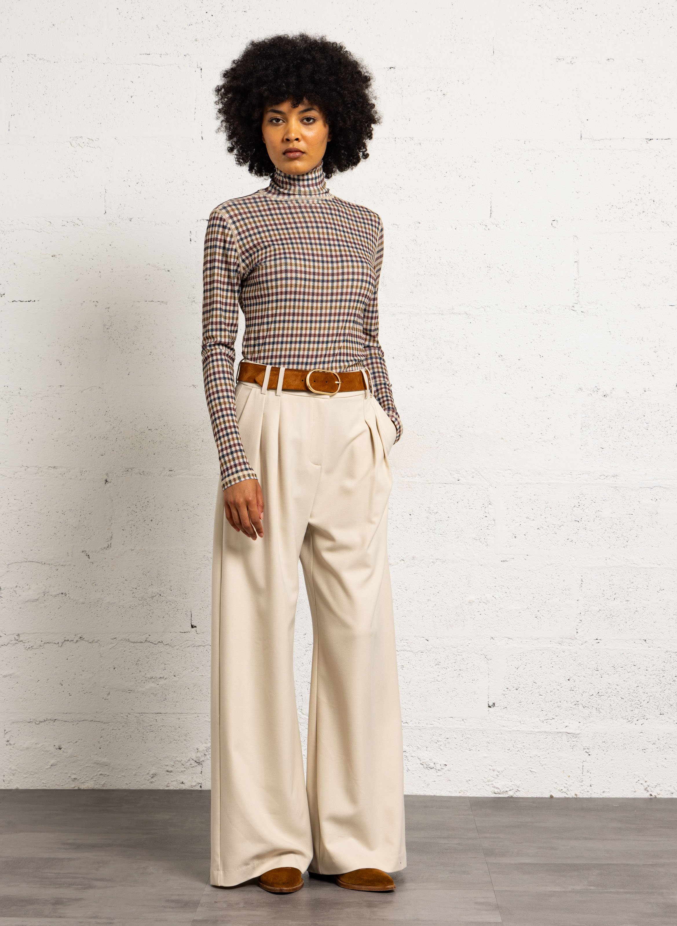 Sous-pull droit col montant imprimé SUNCOO Marron