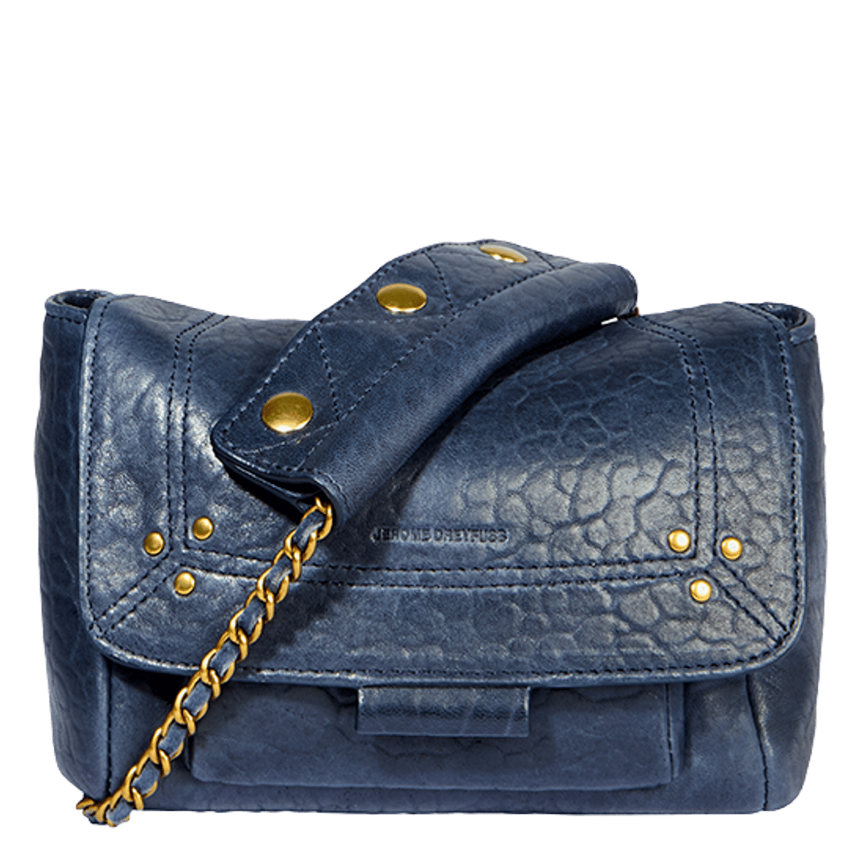 Leather flap shoulder bag JEROME DREYFUSS Blue