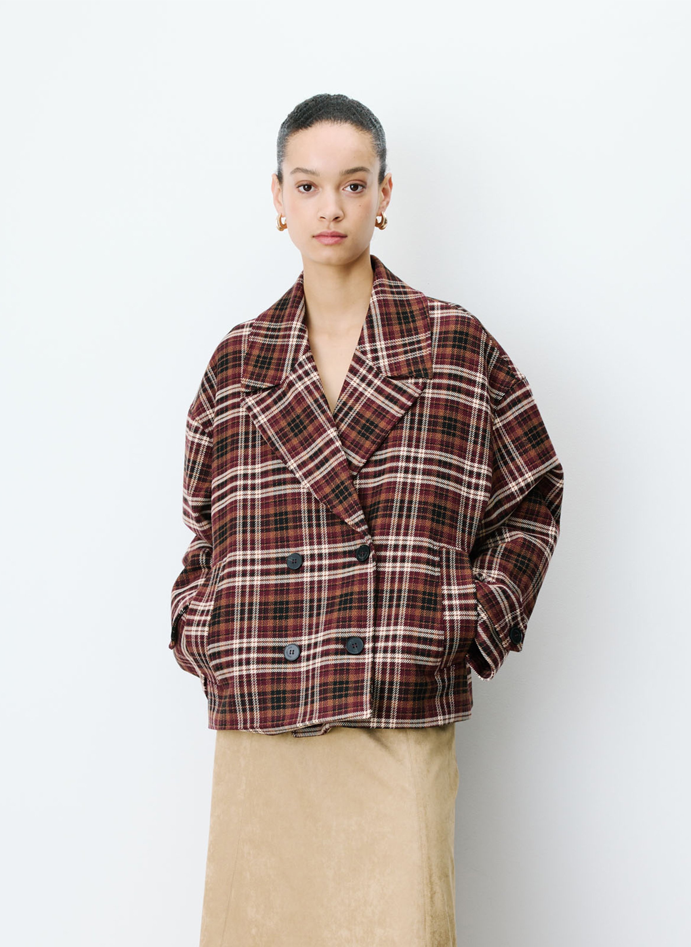 Oversized checked coat GRACE ET MILA Red