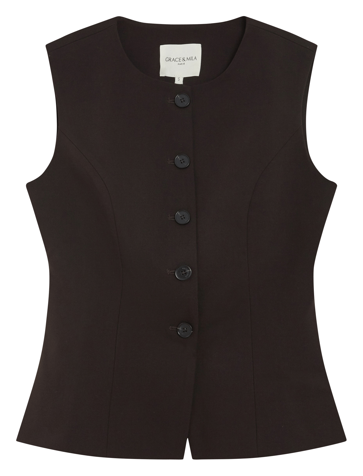 Gilet droit col rond GRACE ET MILA Marron