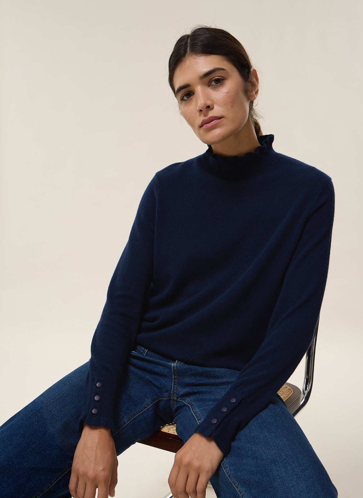 Pull col montant en cachemire | Blauw HIRCUS Dames