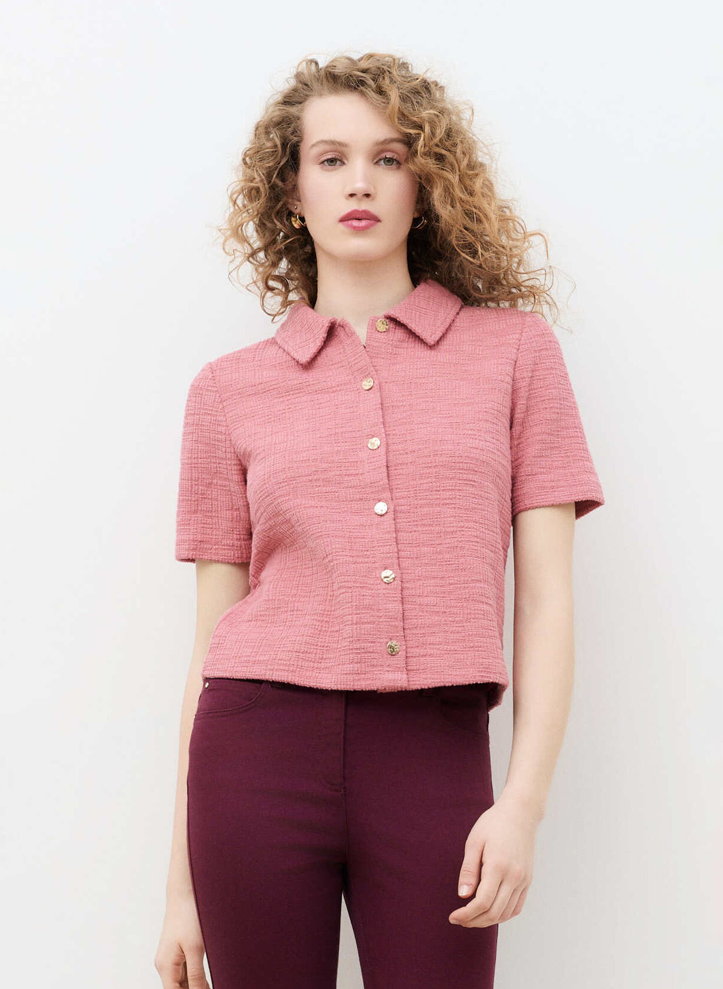 Top à boutons en coton mélangé CAROLL