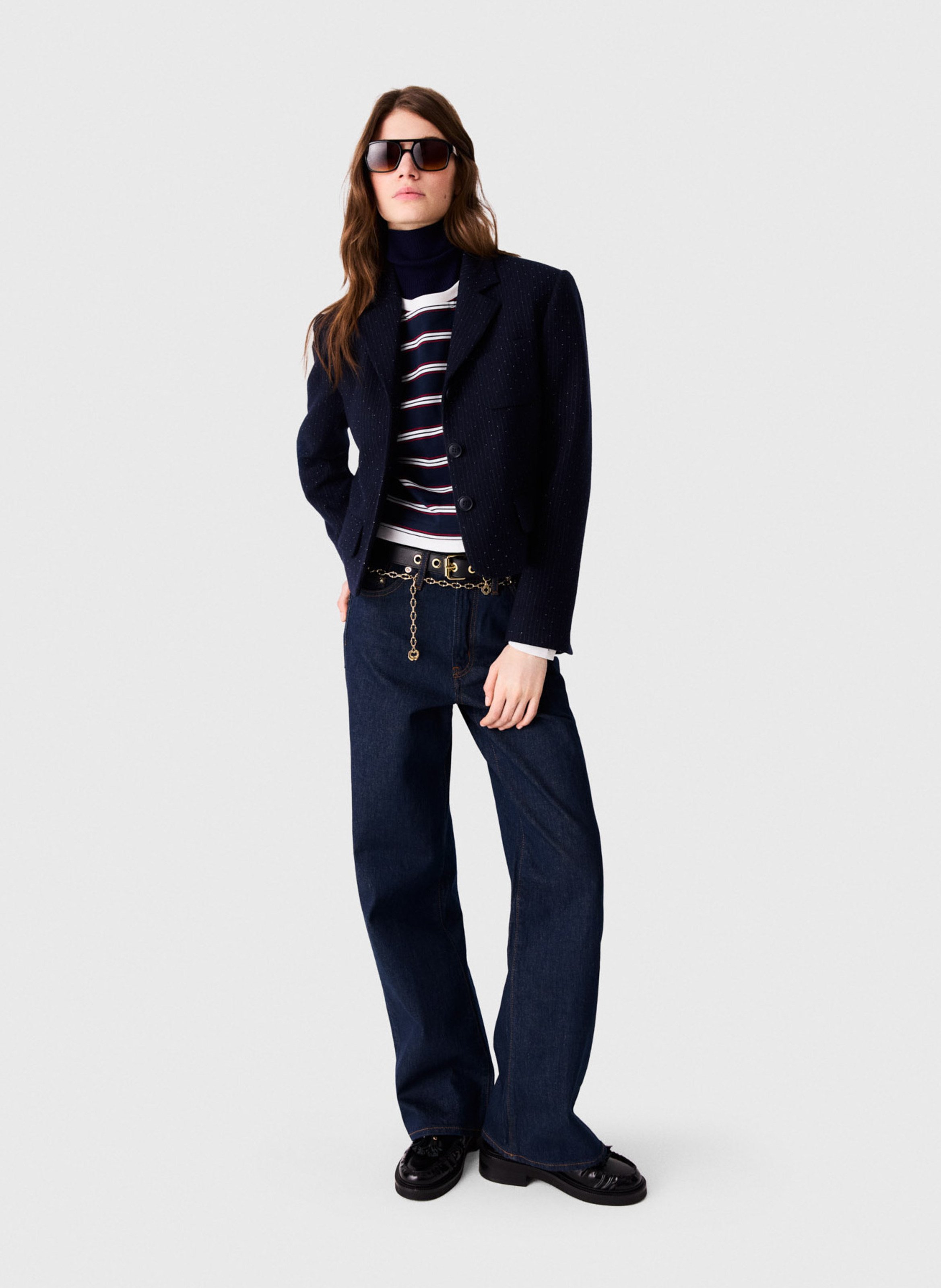 Getailleerde gestreepte jas MAJE Blauw