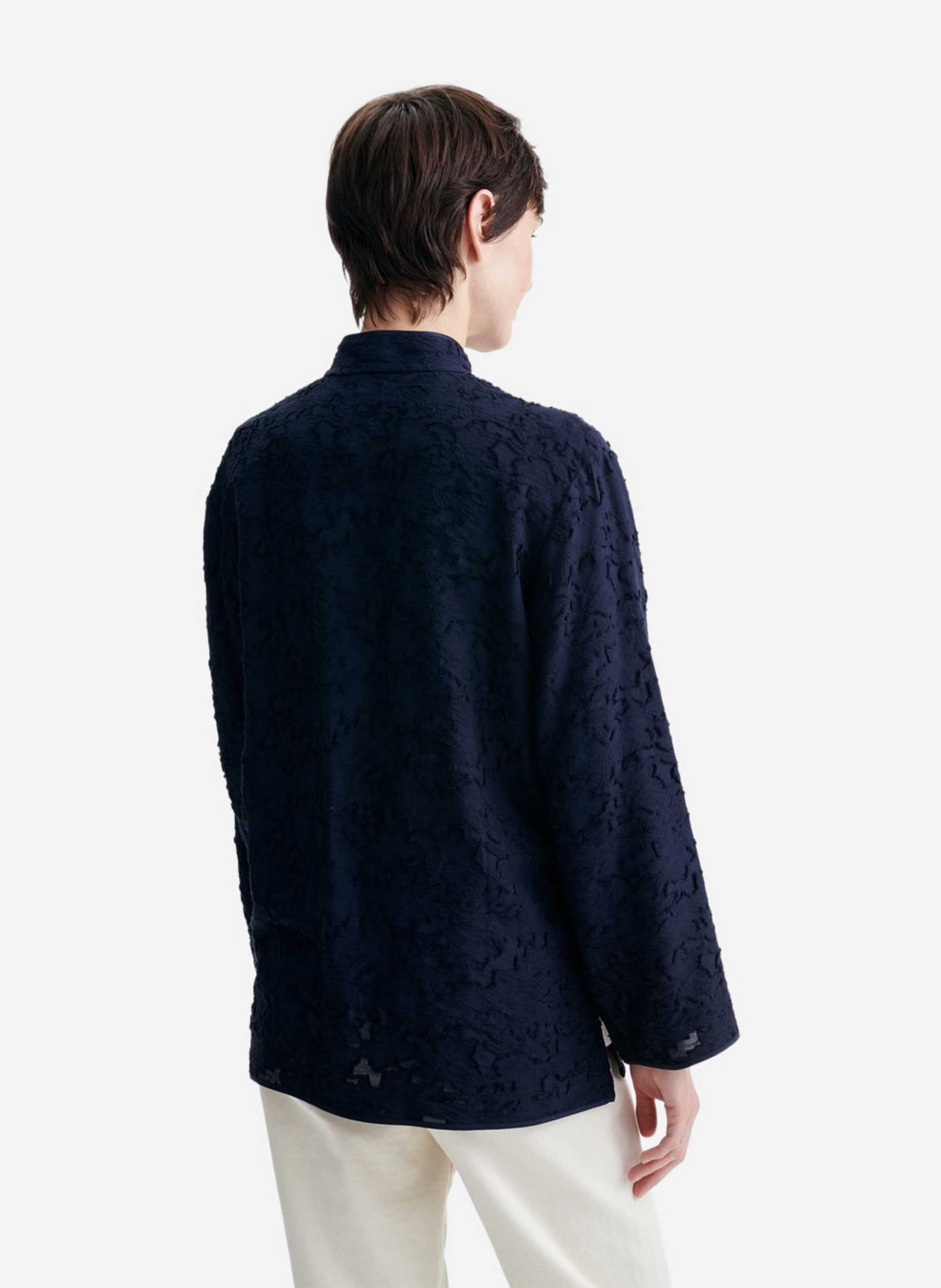 Veste jacquard floral col mandarin VANESSA BRUNO Bleu