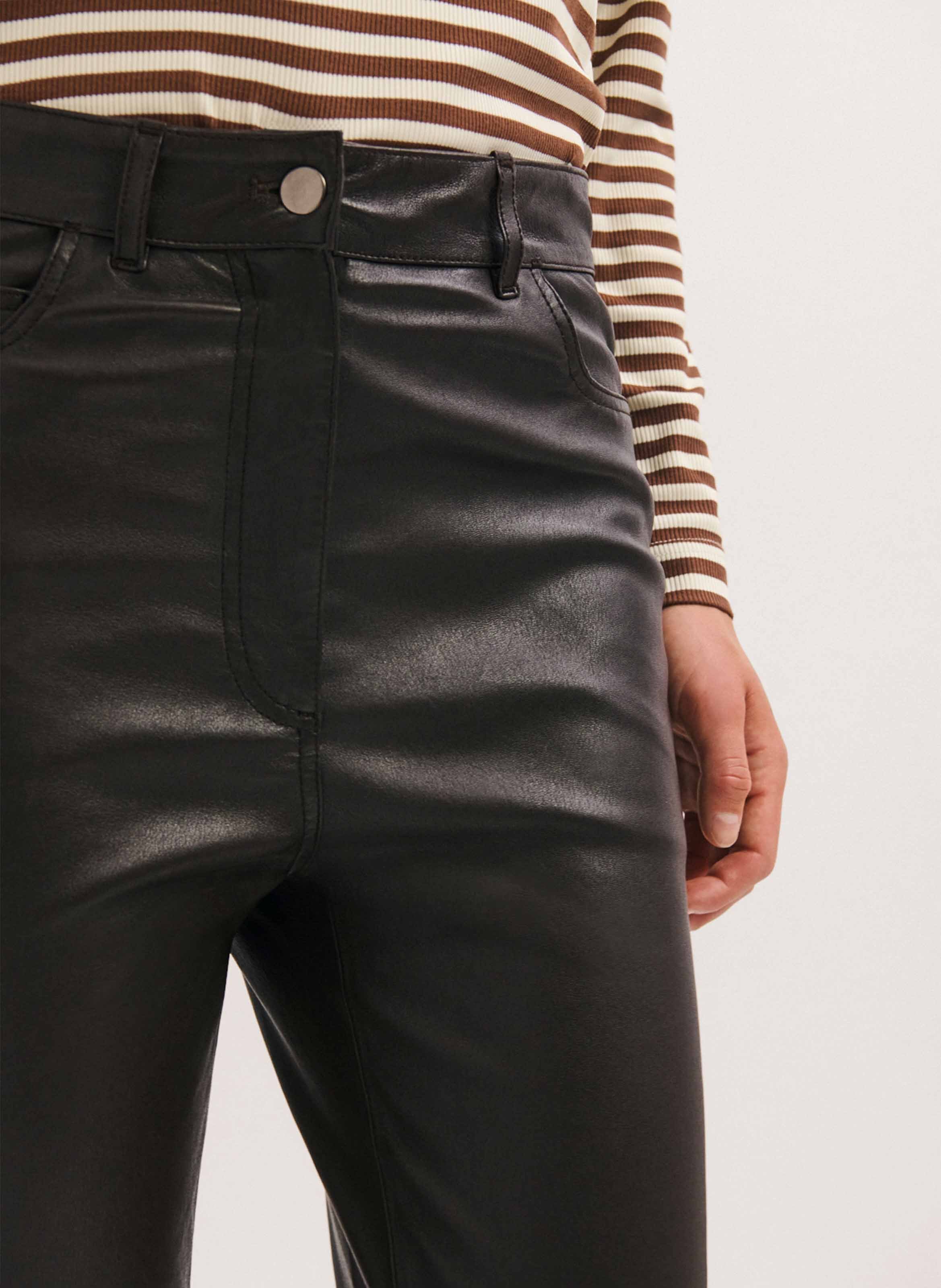 Straight leather pants PABLO Brown
