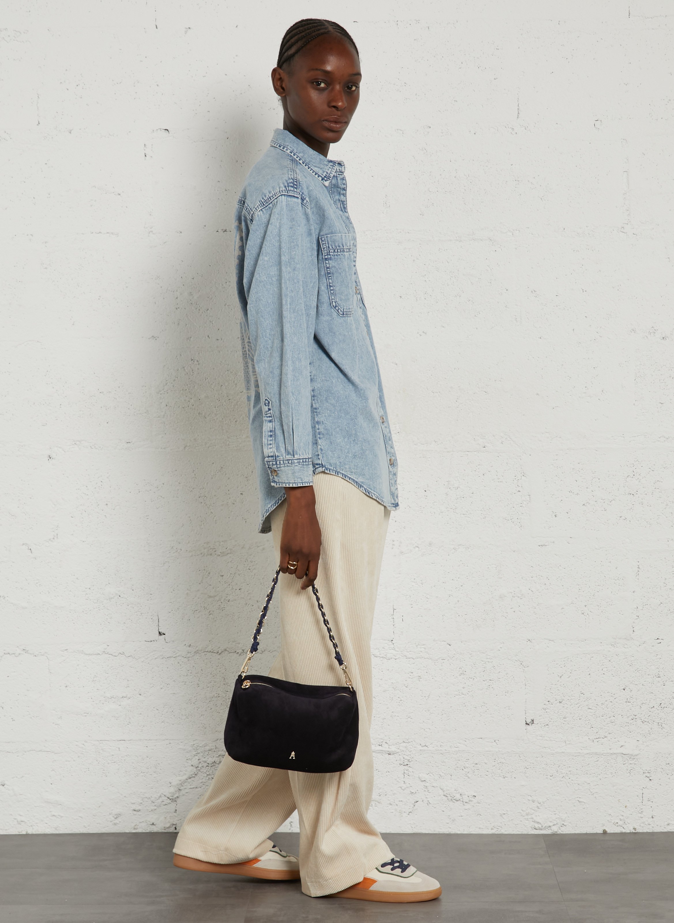 Sac bandoulière en cuir de chèvre CRAIE STUDIO Bleu