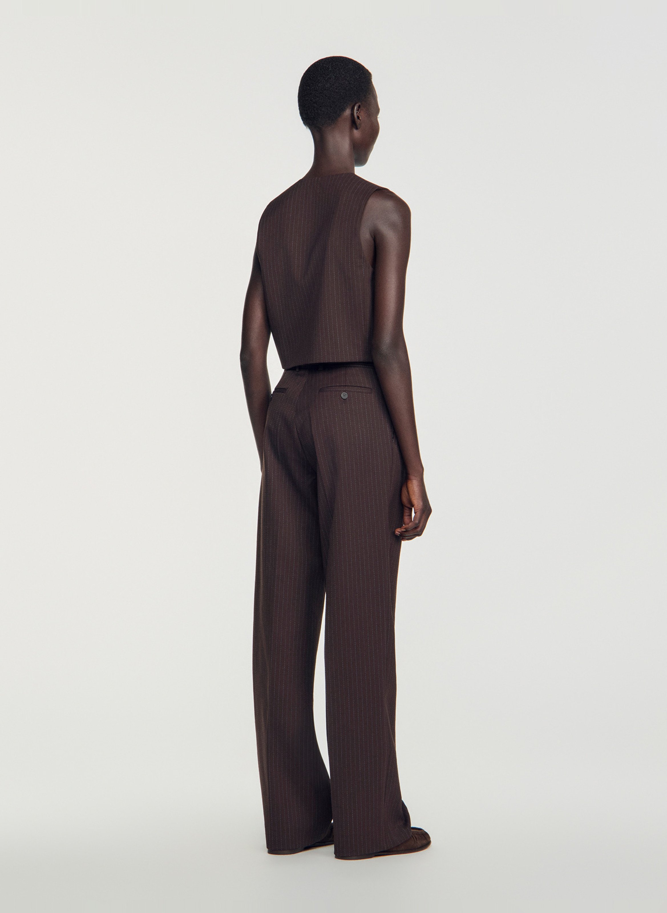 Gilet droit court SANDRO Marron