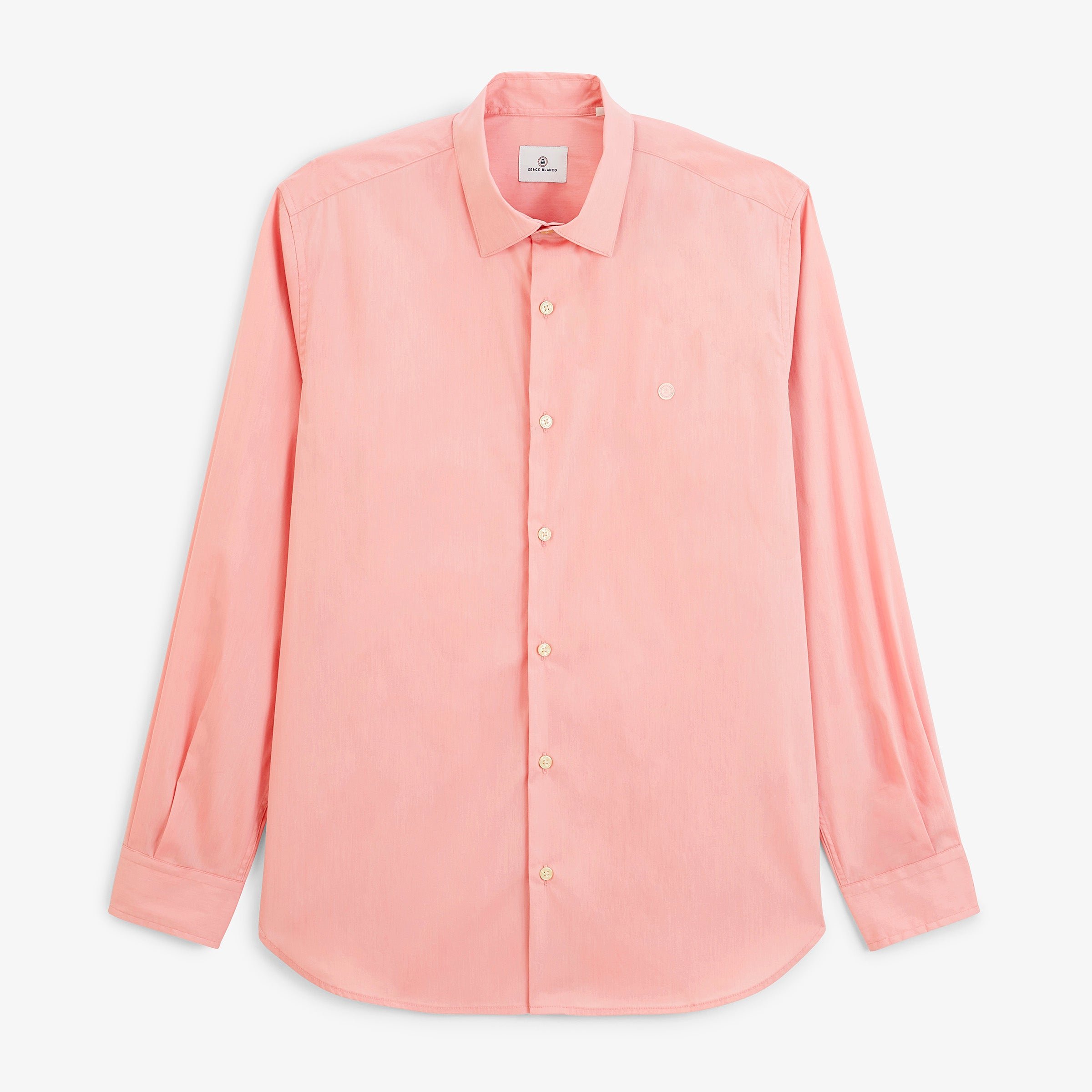 Solid pink stretch long-sleeve shirt SERGE BLANCO Pink