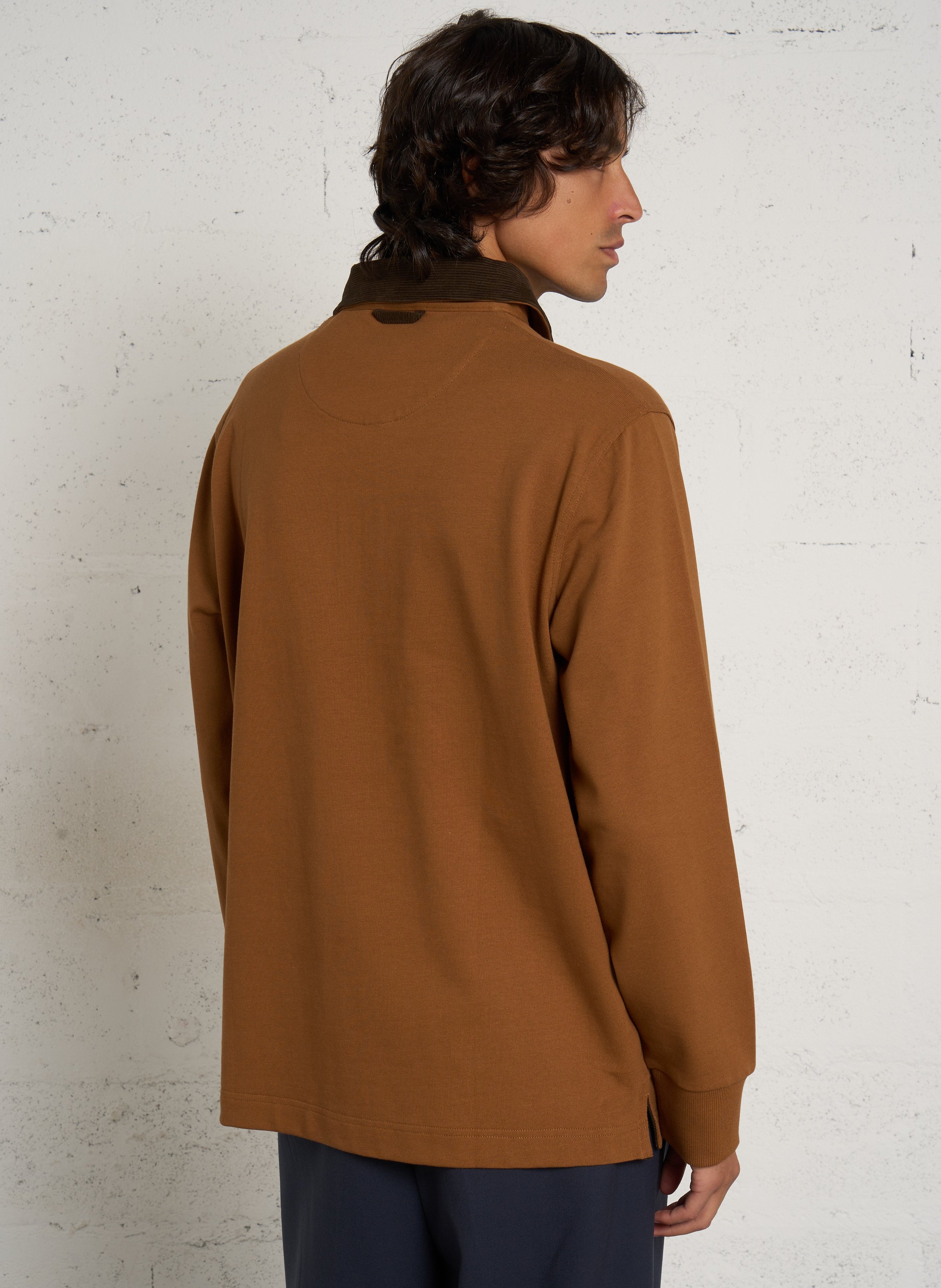 Polo manches longues en coton GANT Marron