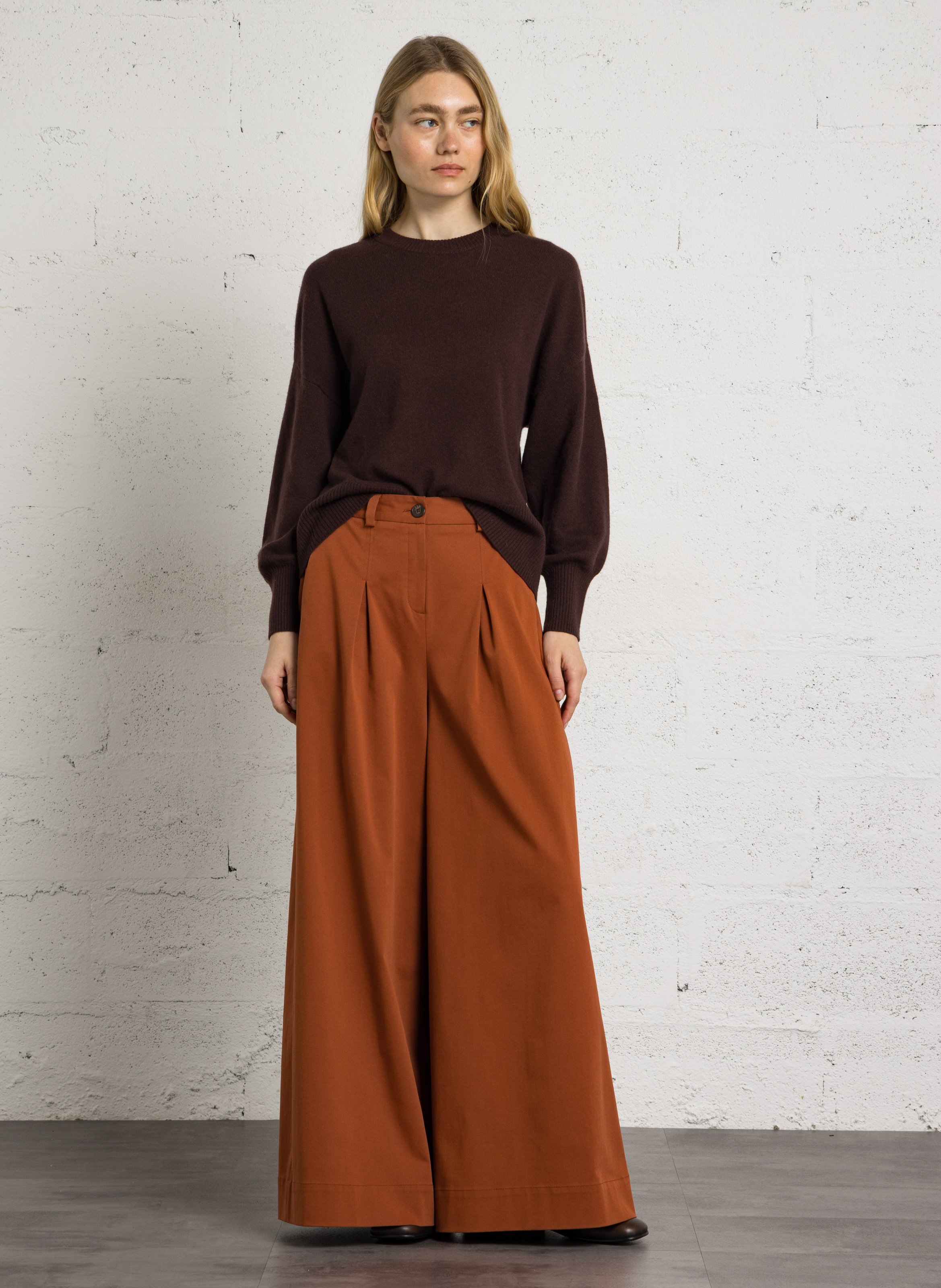 Wide-leg cotton-blend pants MAISON 123 Red