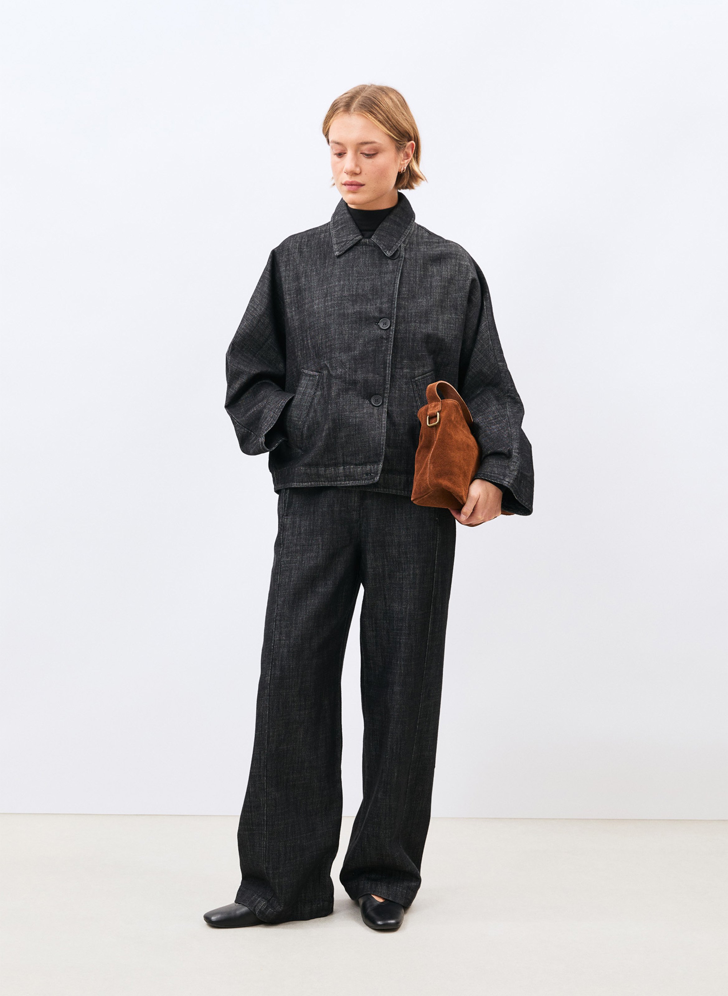 Jacke mit klassischem Baumwoll-Denim-Kragen HUMILITY Schwarz