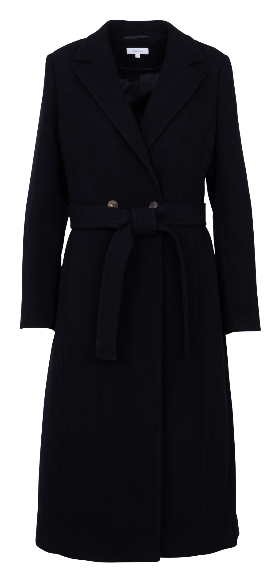 Straight belted coat in a wool blend KOOKAI Black