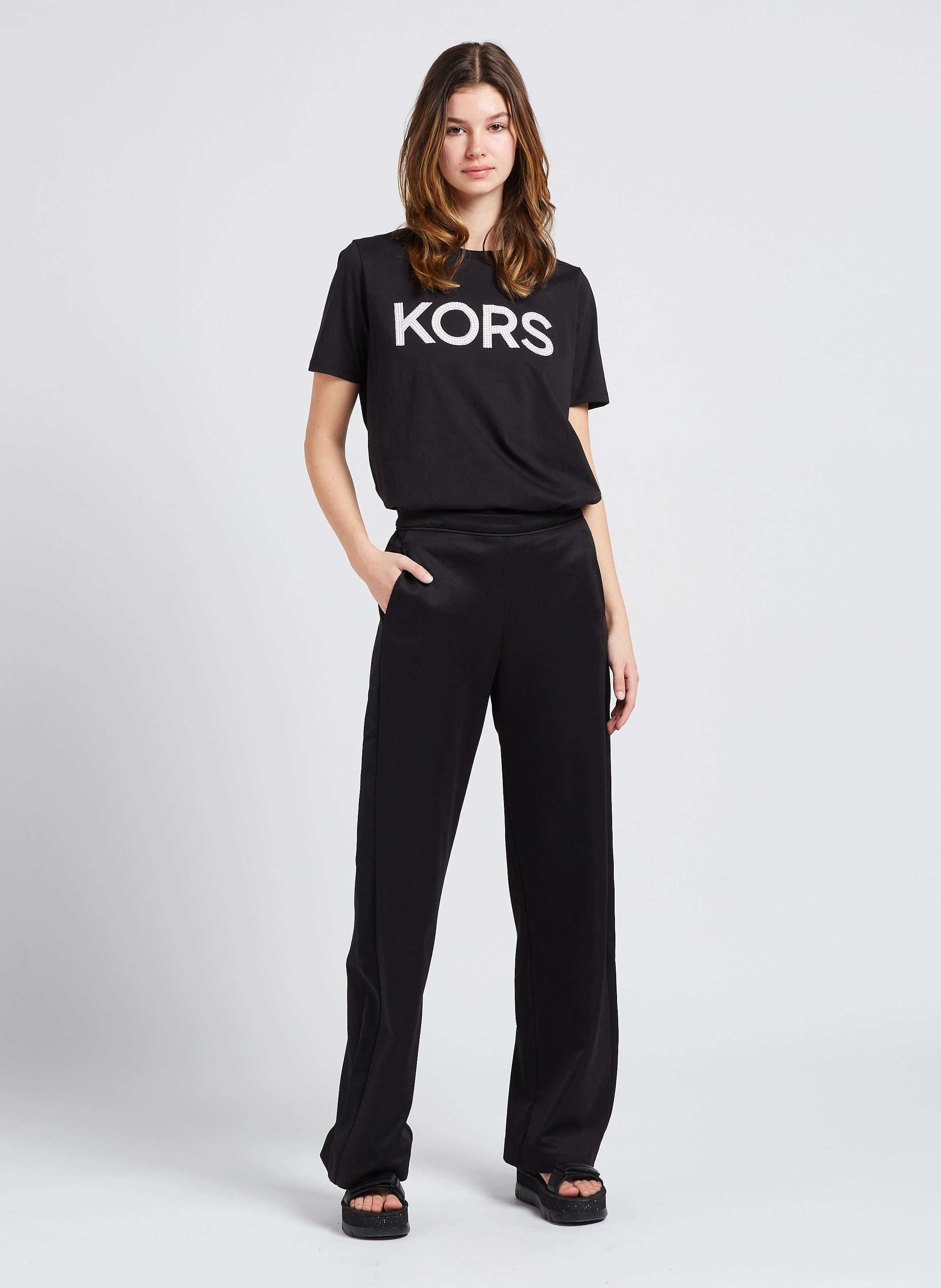 Wijde broek van jersey Zwart