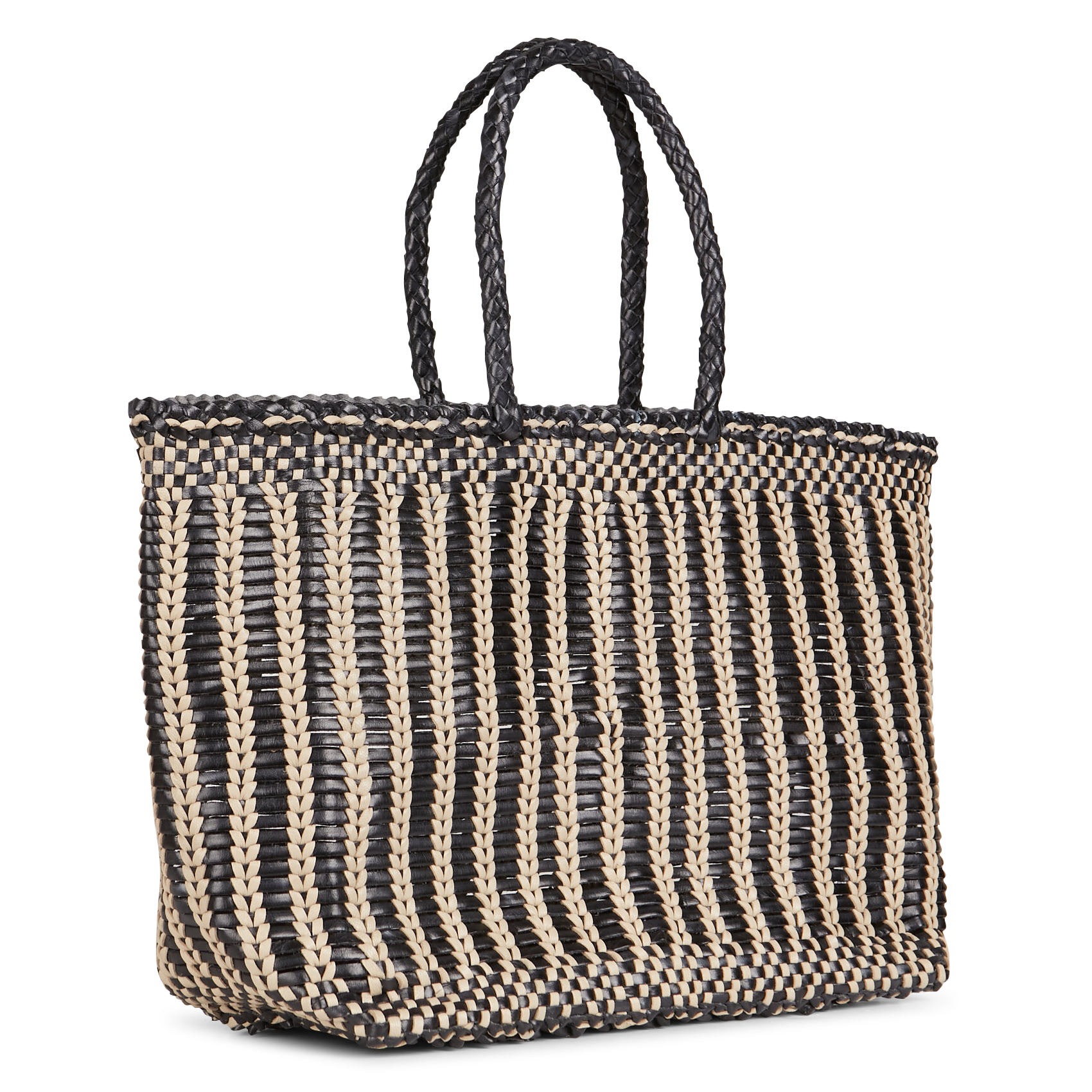 Gevlochten, leren mand Zwart