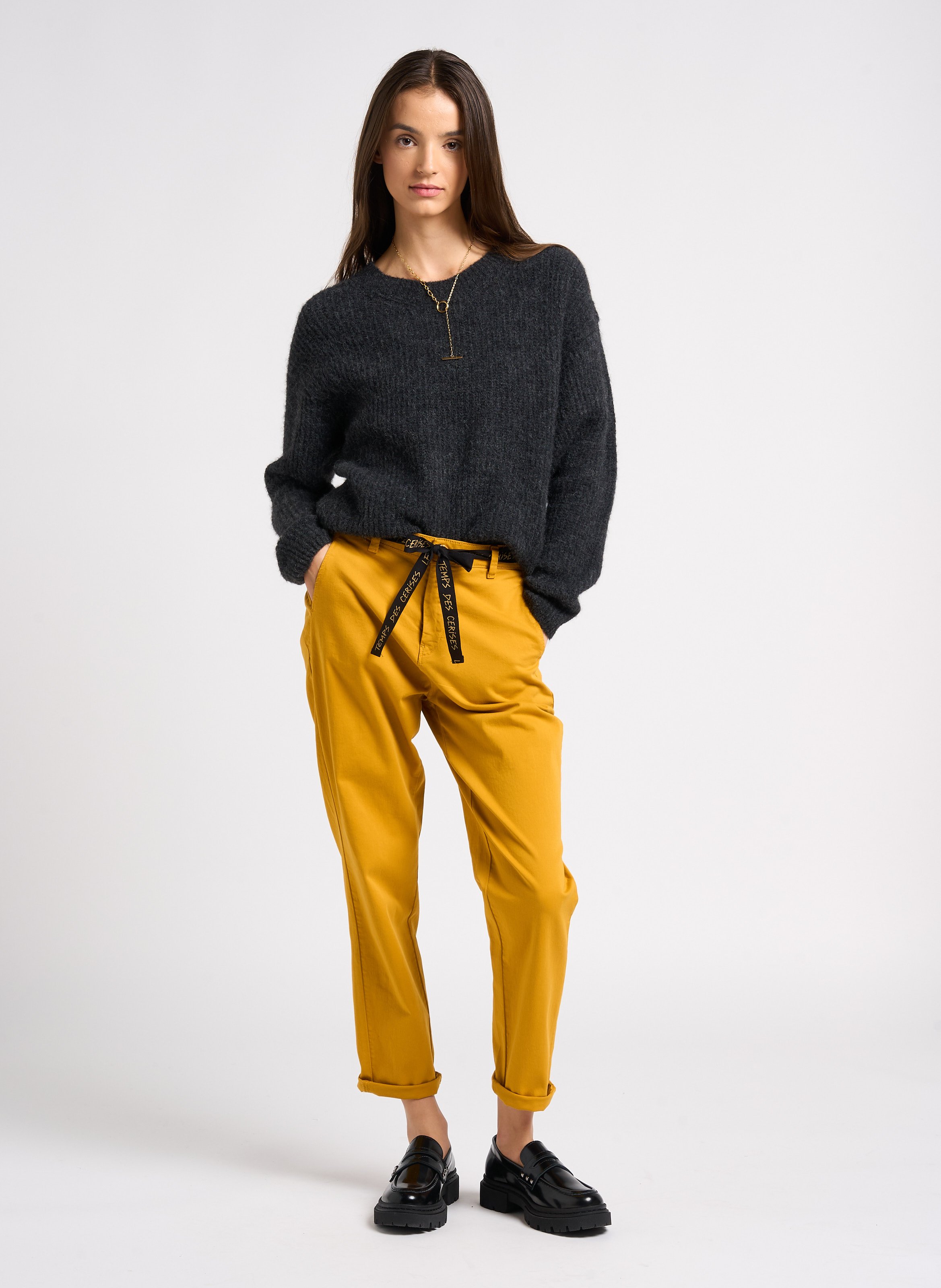 Einfarbiger Pullover mit Rundhalsausschnitt AMERICAN VINTAGE Grau