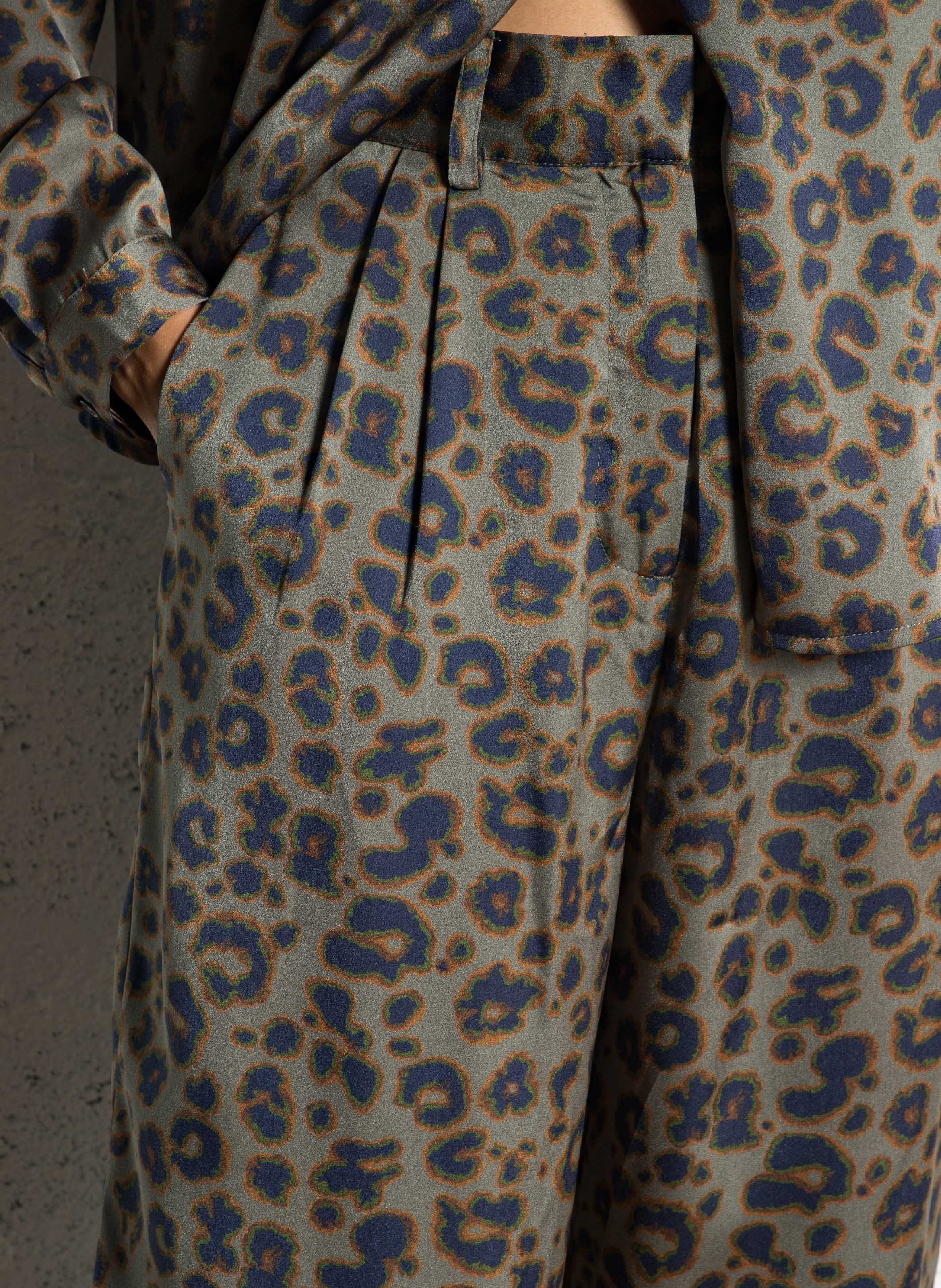 Wijde broek met luipaardprint BA&SH Kaki