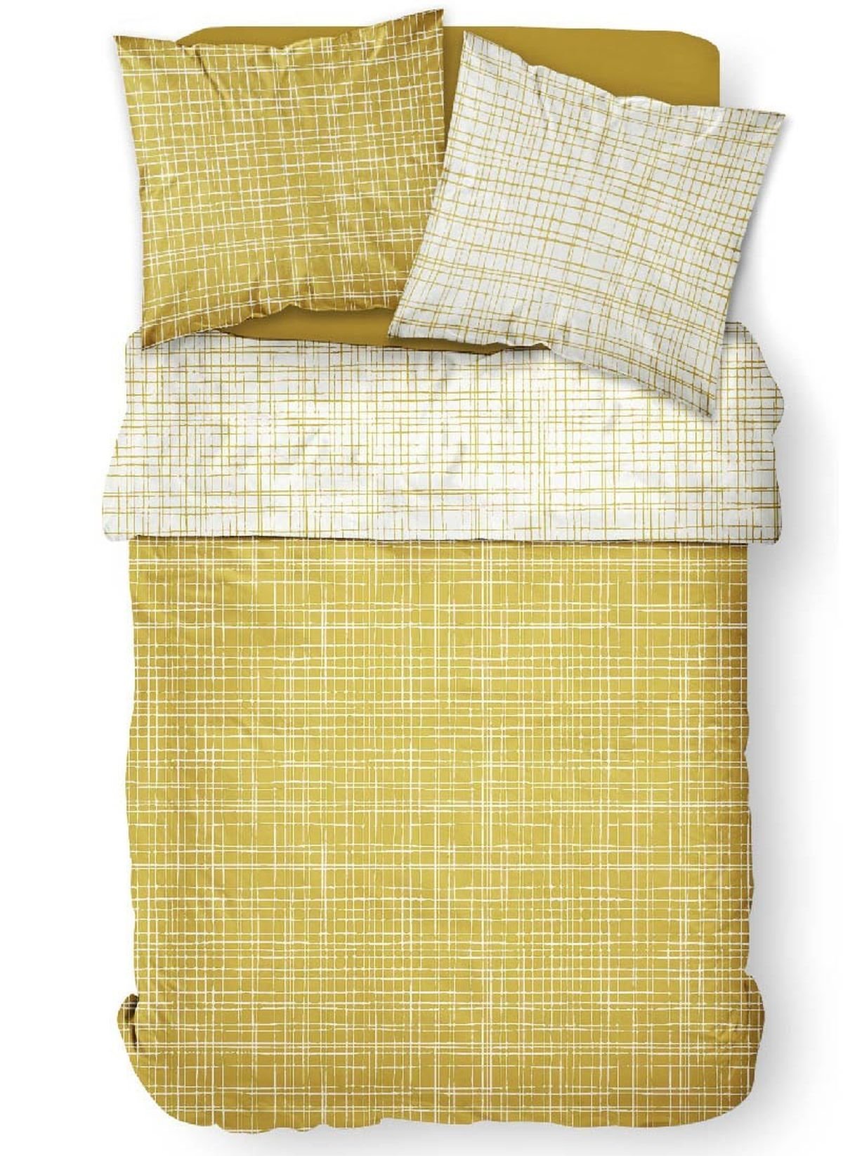 Parure de lit  imprimé rayure en coton TODAY LINGE DE MAISON Jaune