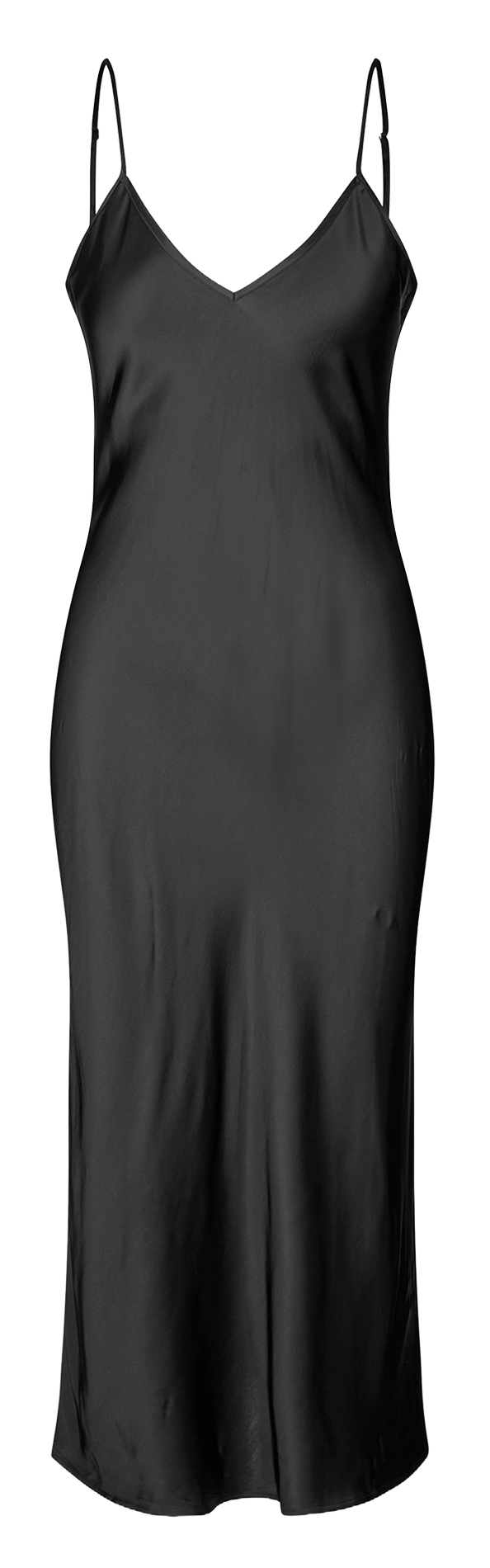 Robe midi col v satinée SAMSOE SAMSOE Noir