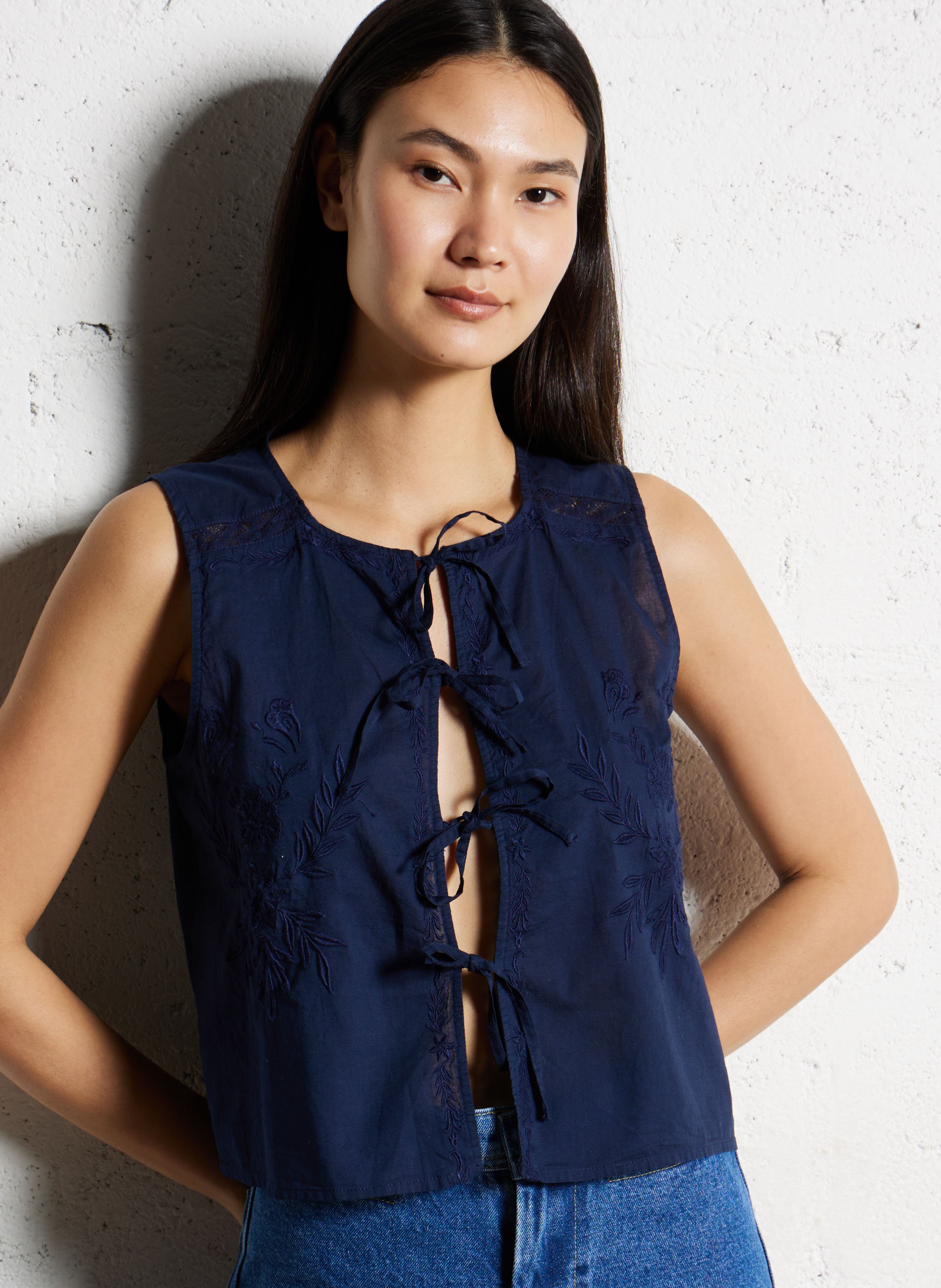 Embroidered cotton crop top LA PETITE ETOILE