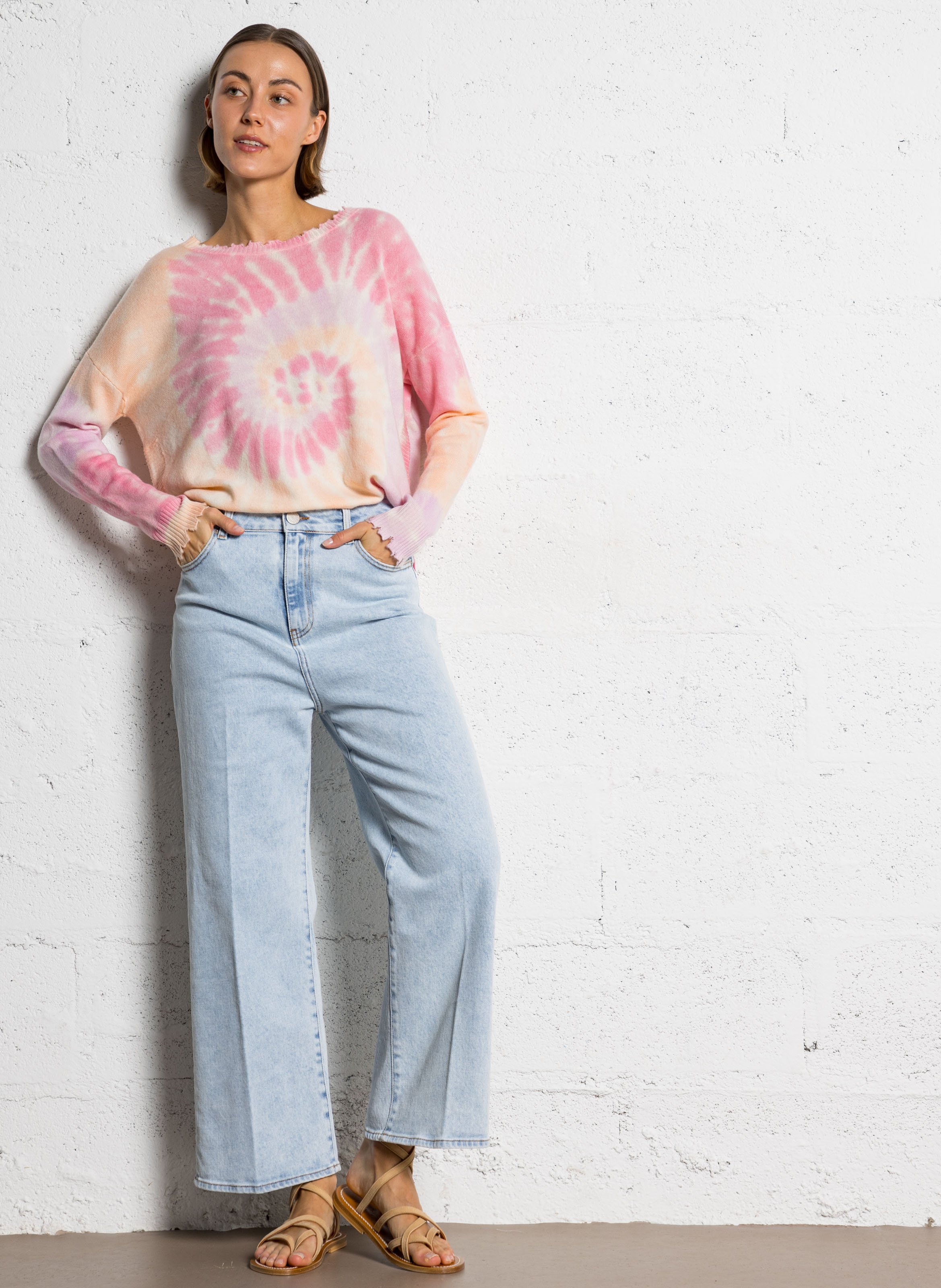 Pull tie-and-dye en cachemire KUJTEN Rose