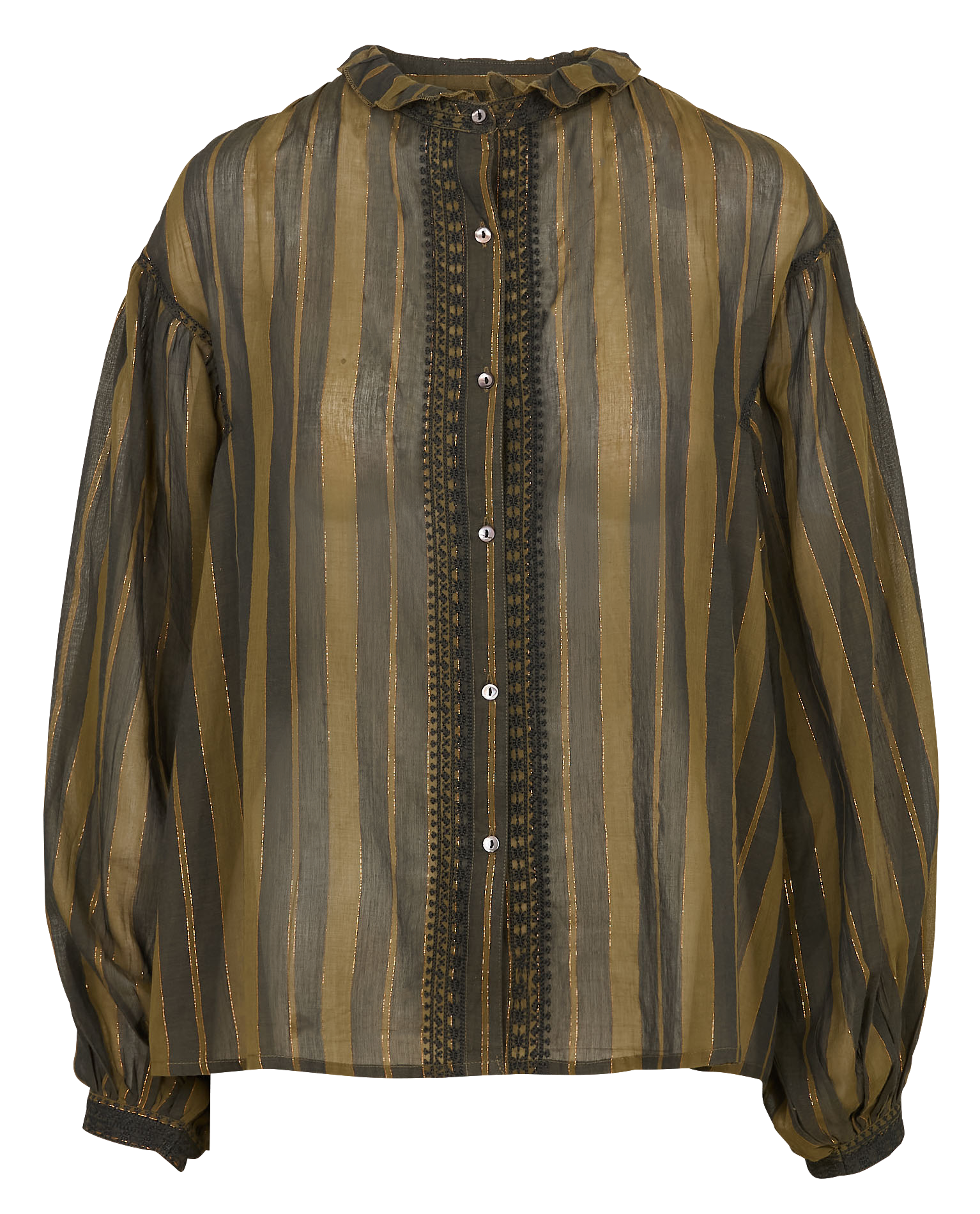 Round-neck striped shirt MAISON HOTEL Green