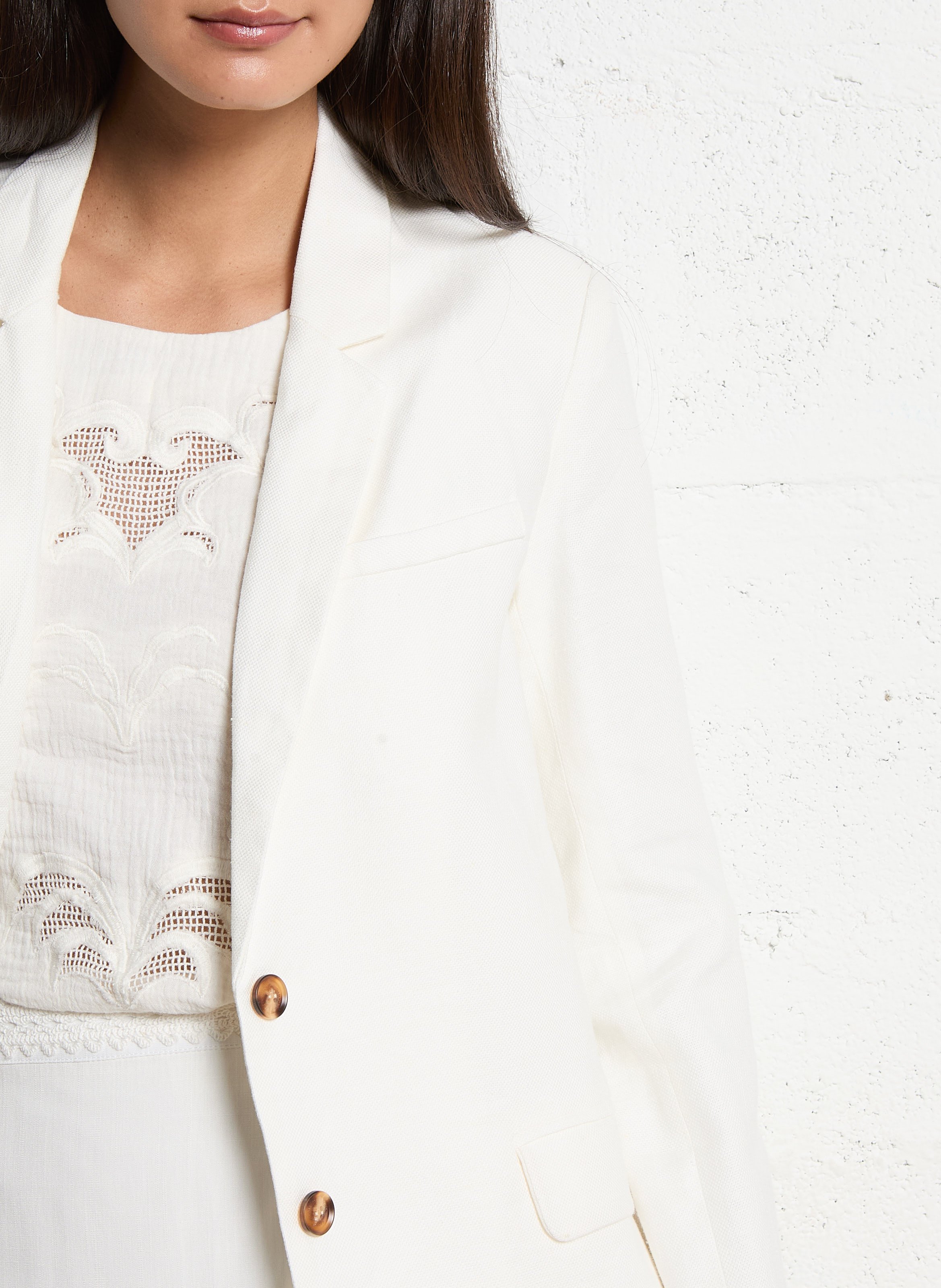 Veste de tailleur en lin mélangé LA PETITE ETOILE Beige