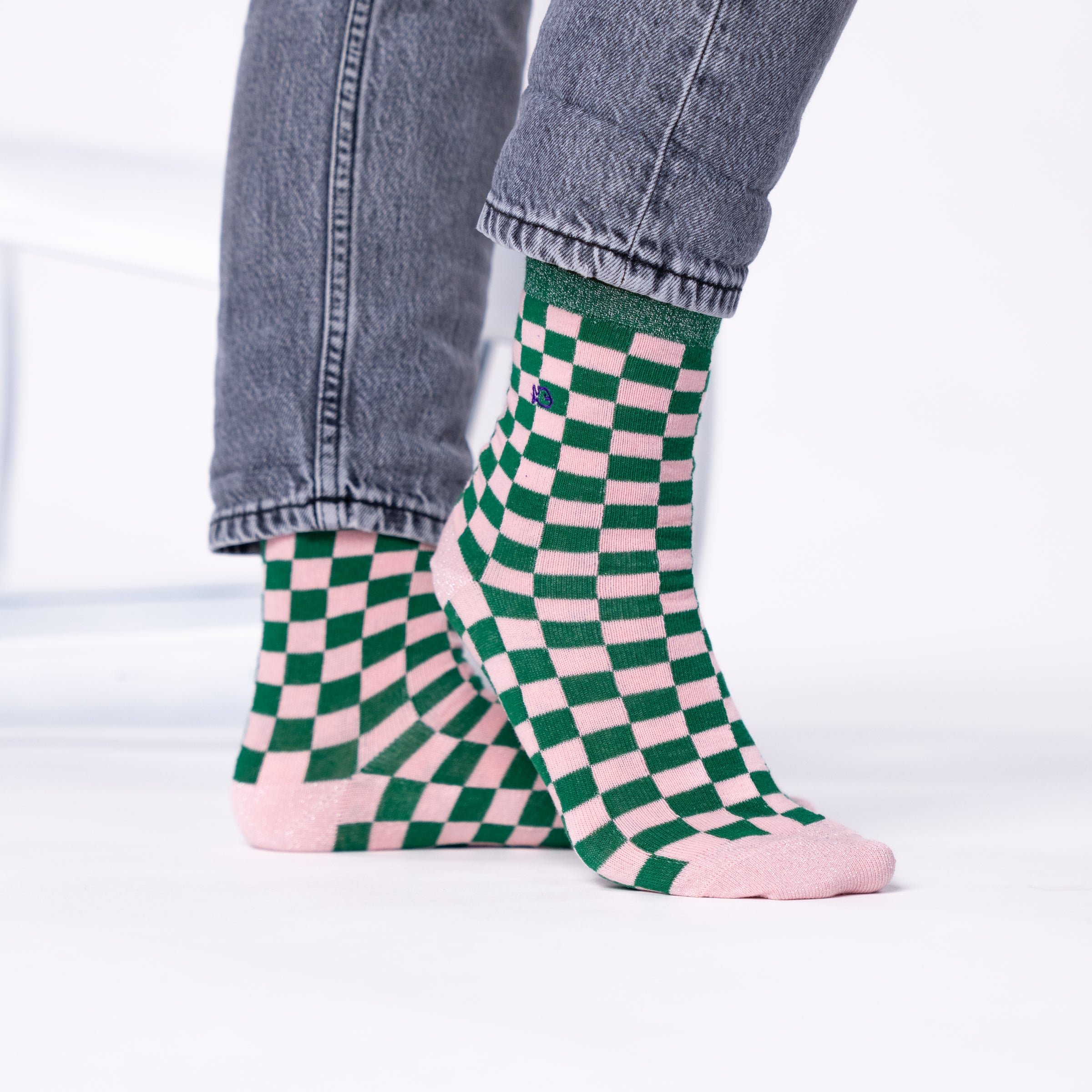 Checked combed cotton socks BILLYBELT Green