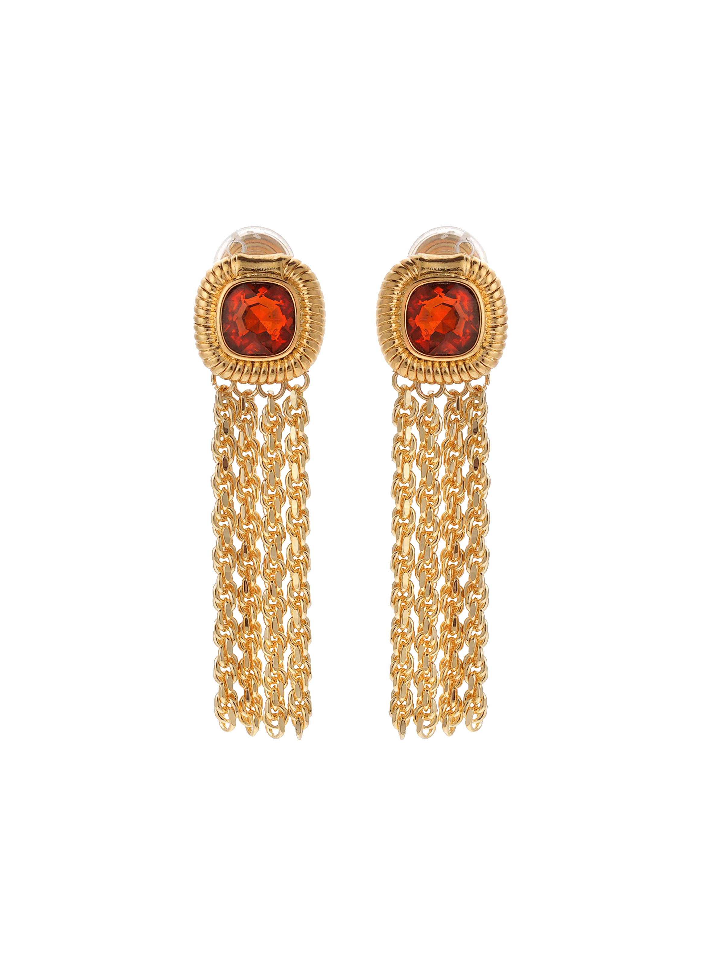 Dangling earrings with cabochon and chain cascade HIPANEMA Orange