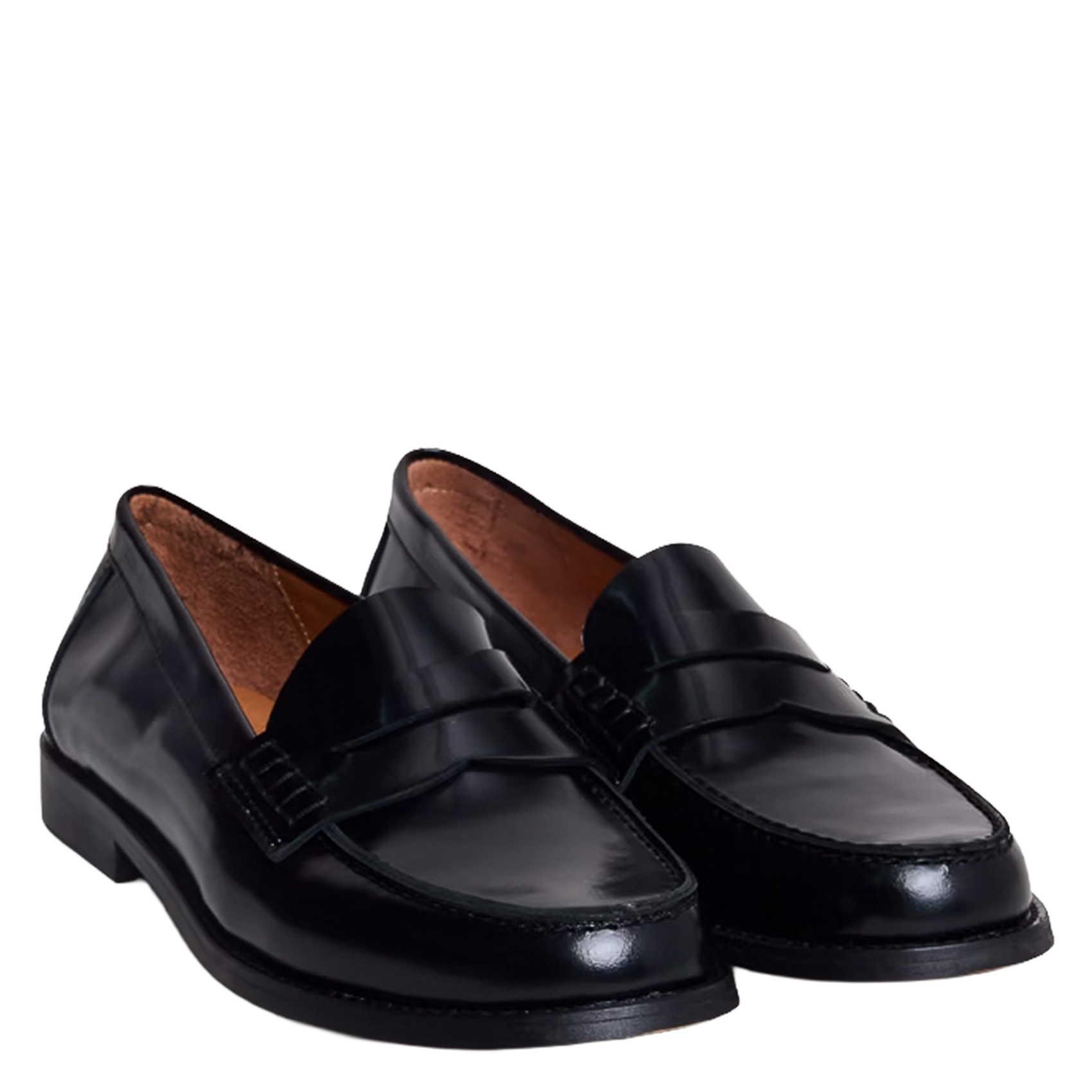 Glazed leather loafers JONAK Black
