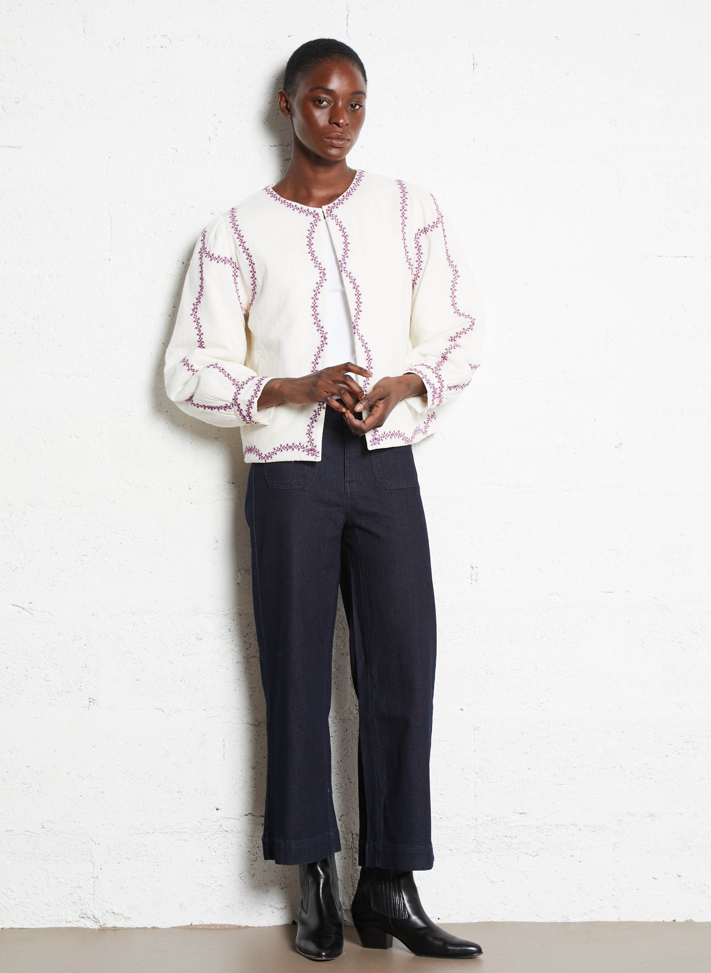 Veste droite en coton MAISON 123 Beige