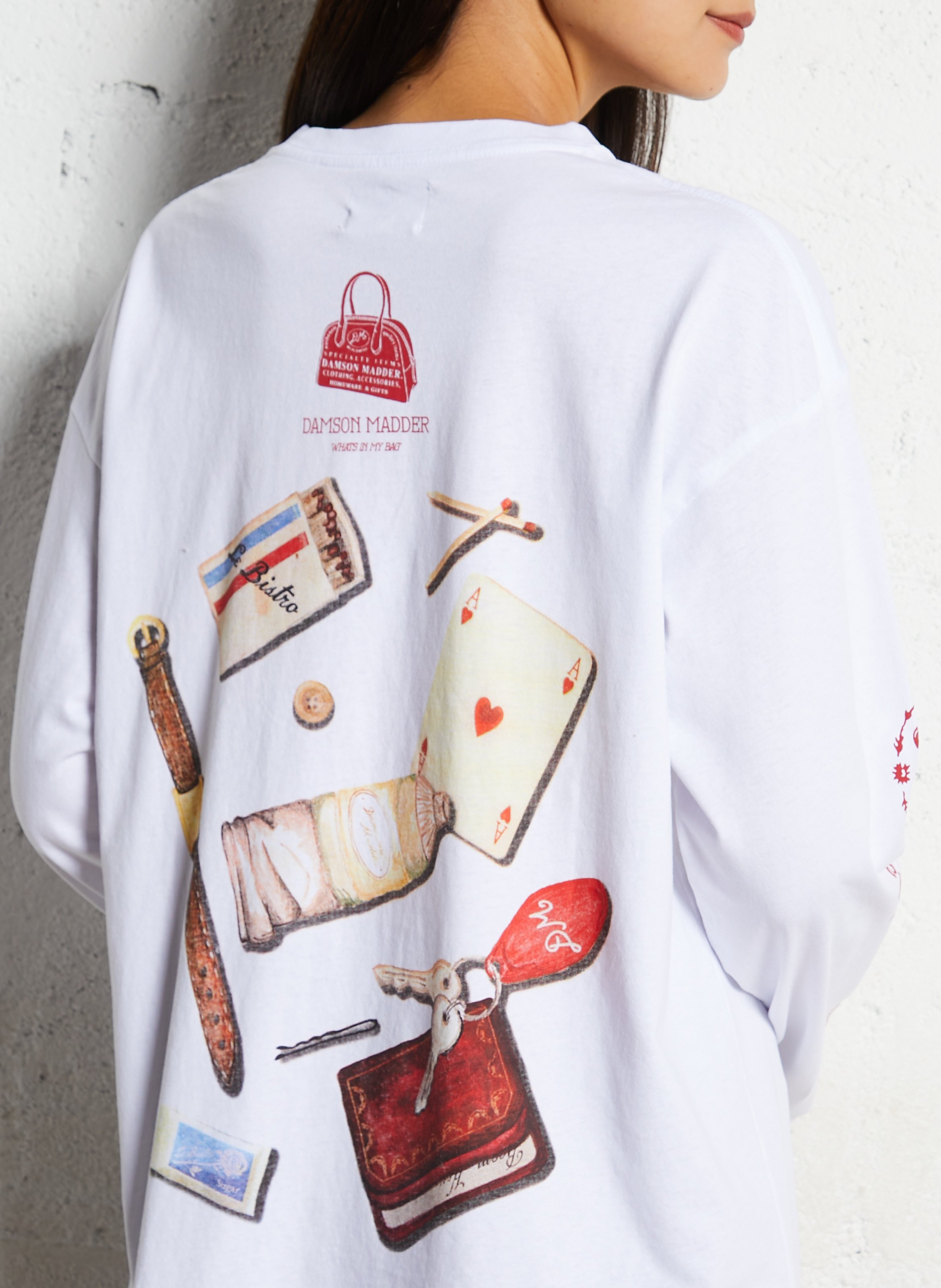 Gerader Rundhalsausschnitt mit bedrucktem Rücken-T-Shirt DAMSON MADDER Weiss