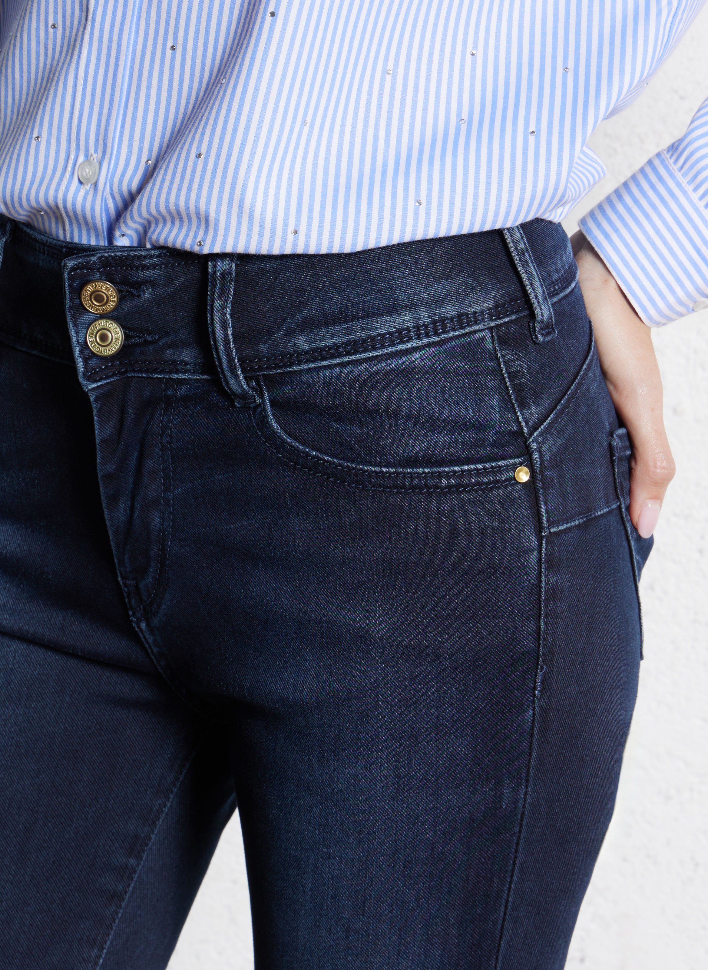 Jean flare push-up délavé LE TEMPS DES CERISES Bleu