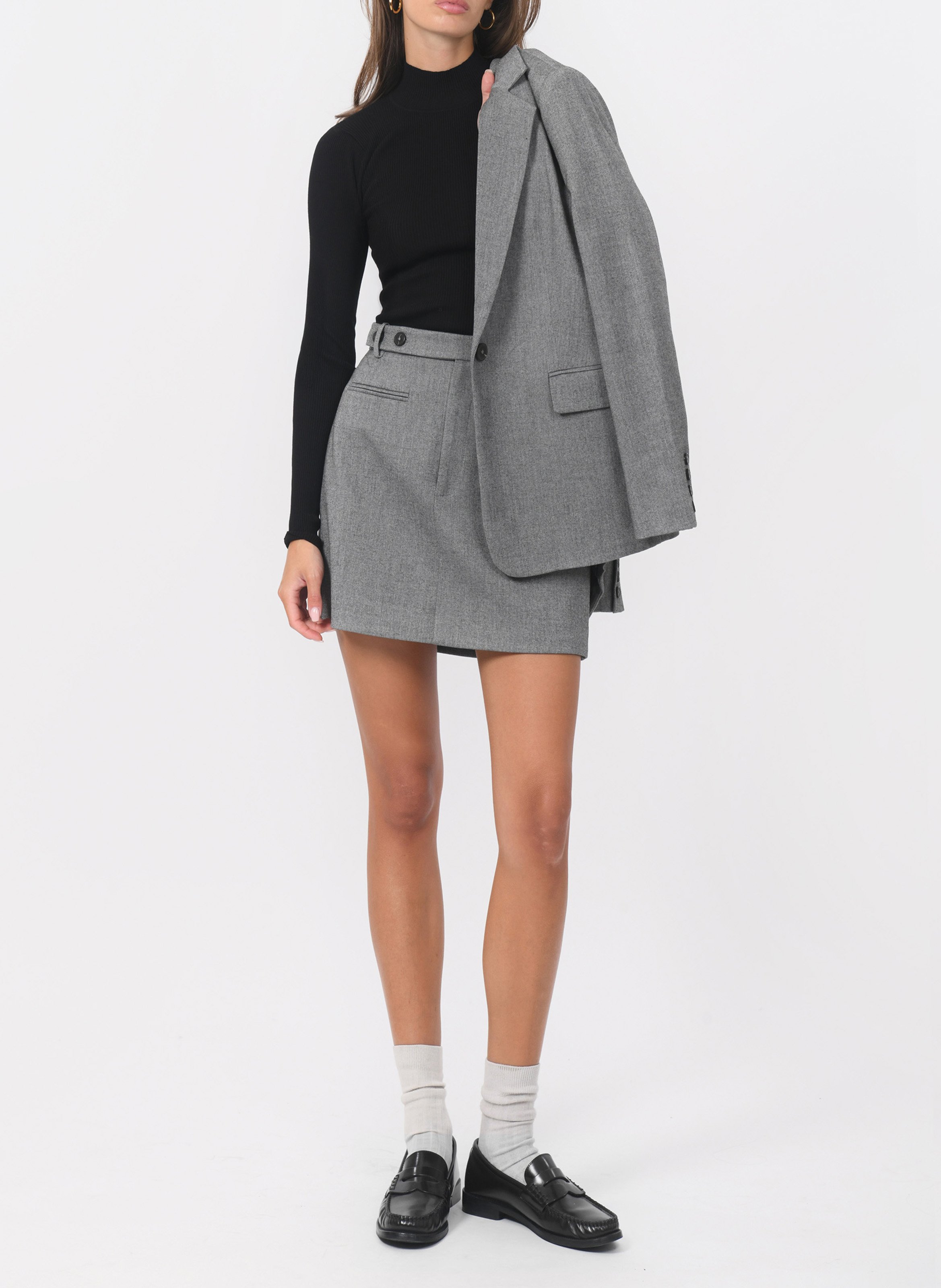 Mini jupe ajustée à tissu chiné KOOKAI Gris