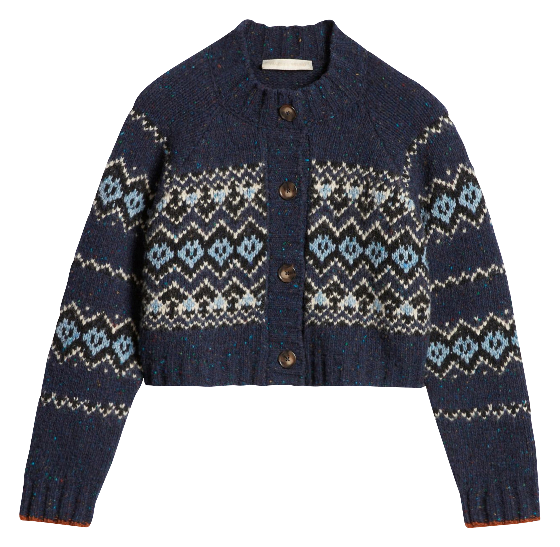 Gilet col rond jacquard en laine vierge mélangée VANESSA BRUNO Bleu