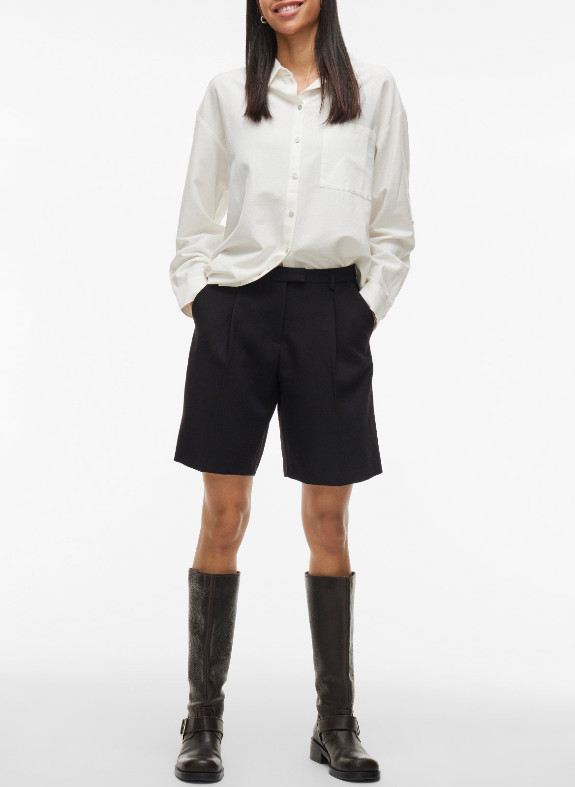 Straight-leg shorts with darts VILA Black