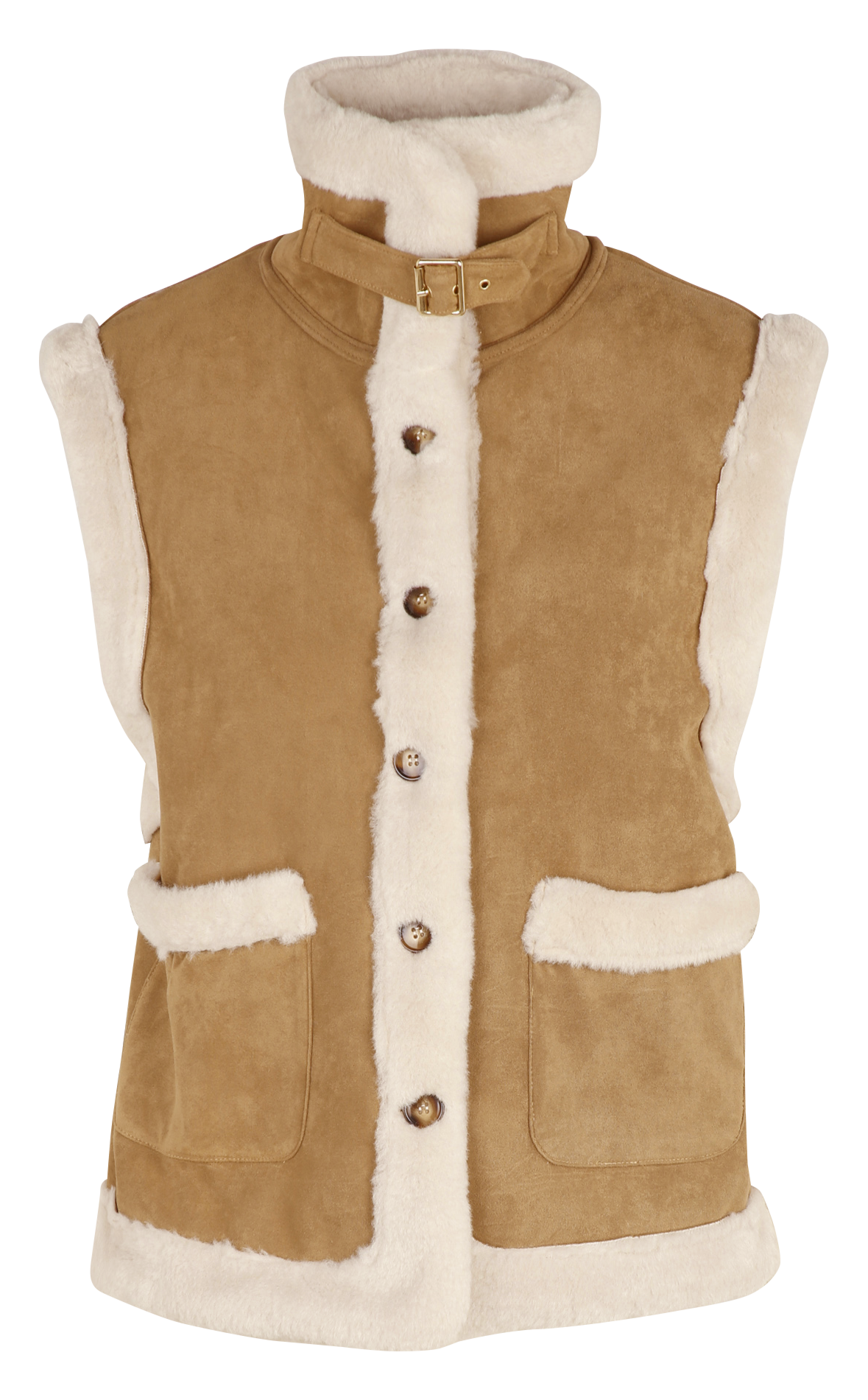 Veste droite col montant bi-matière LA PETITE ETOILE Marron