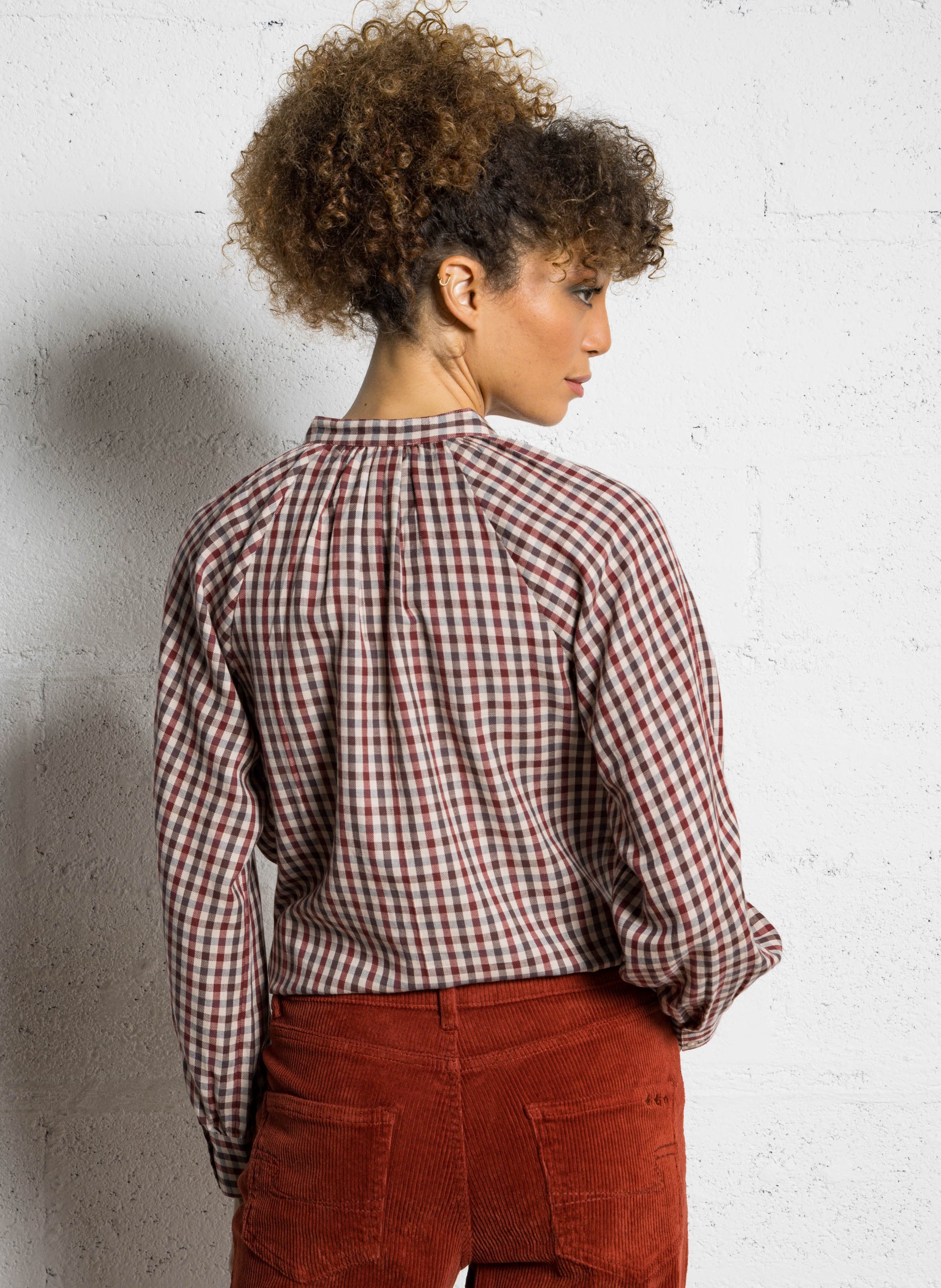 Blouse col rond à carreaux SUD EXPRESS Rouge