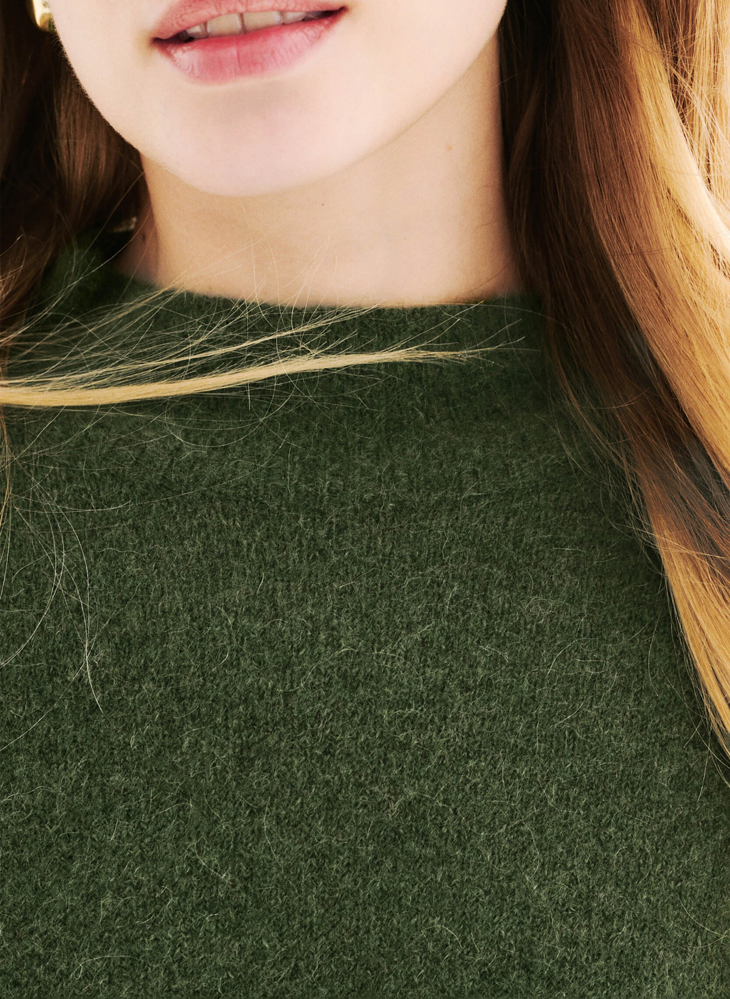 Pull droit col montant en maille CAROLL Vert