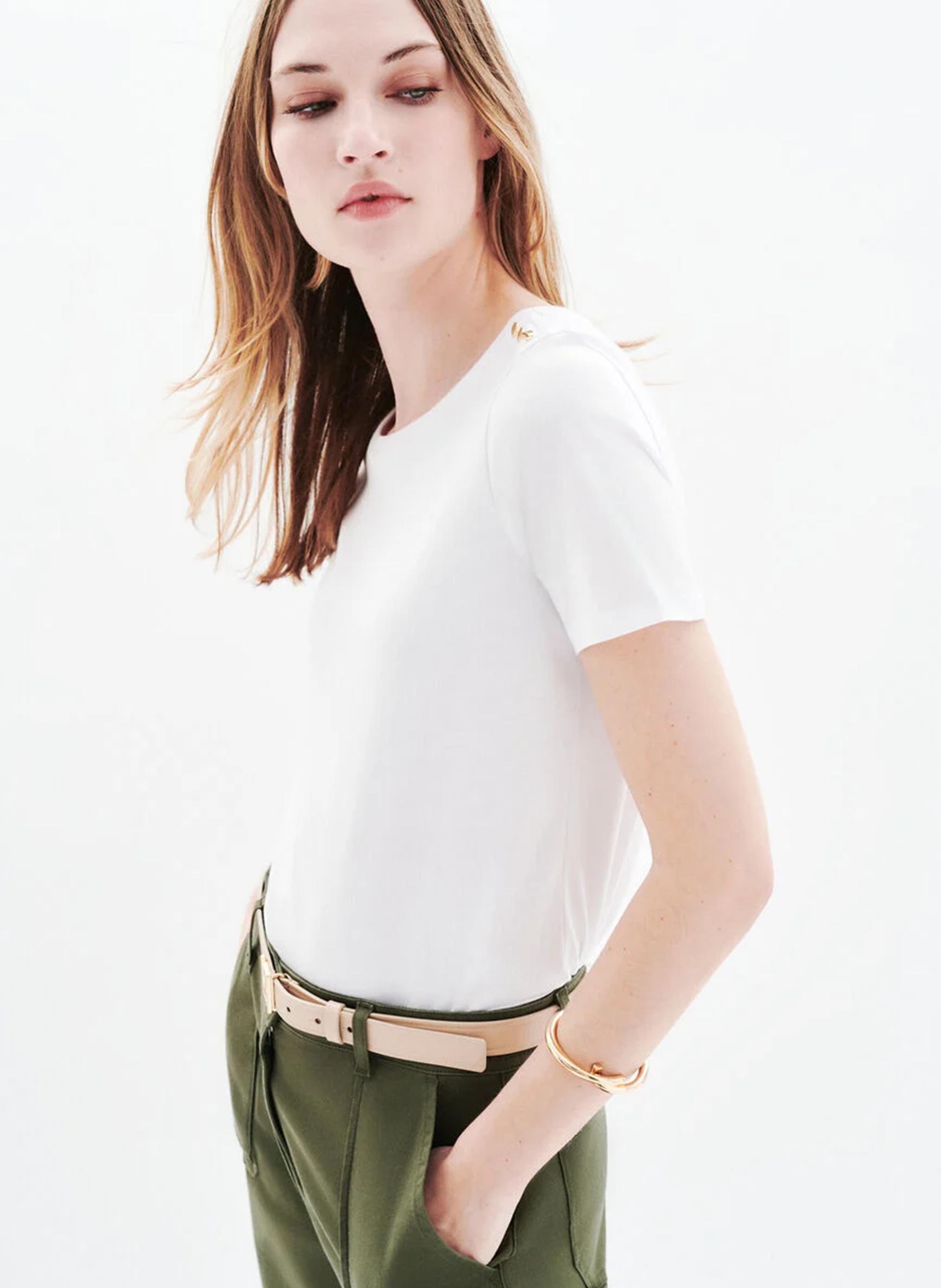 Straight cotton round-neck T-shirt CAROLL White