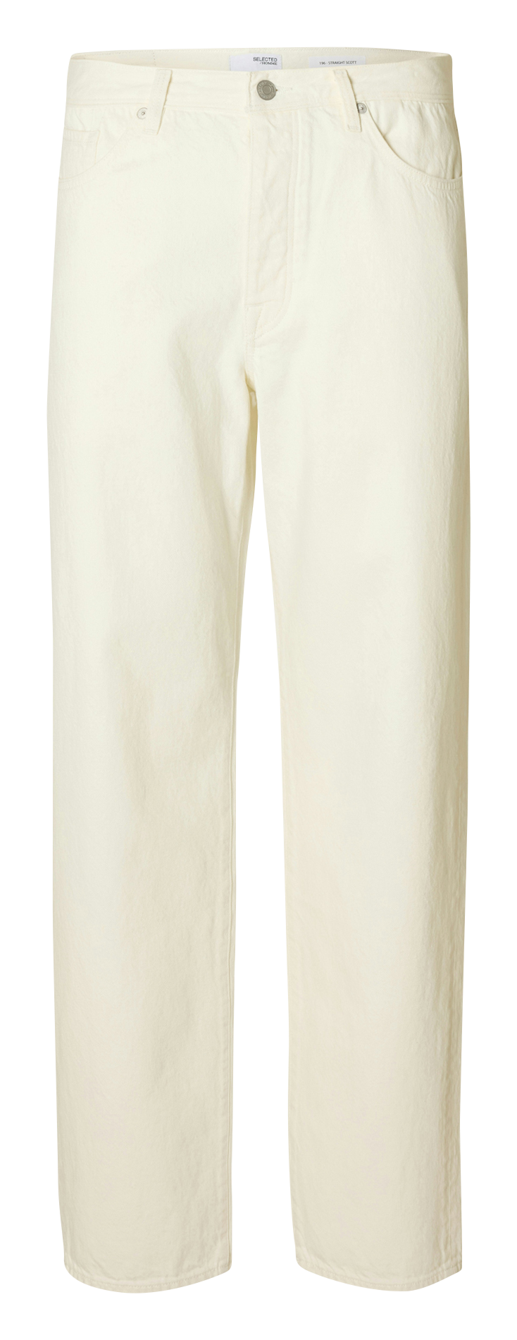 Straight organic cotton-blend jeans SELECTED White