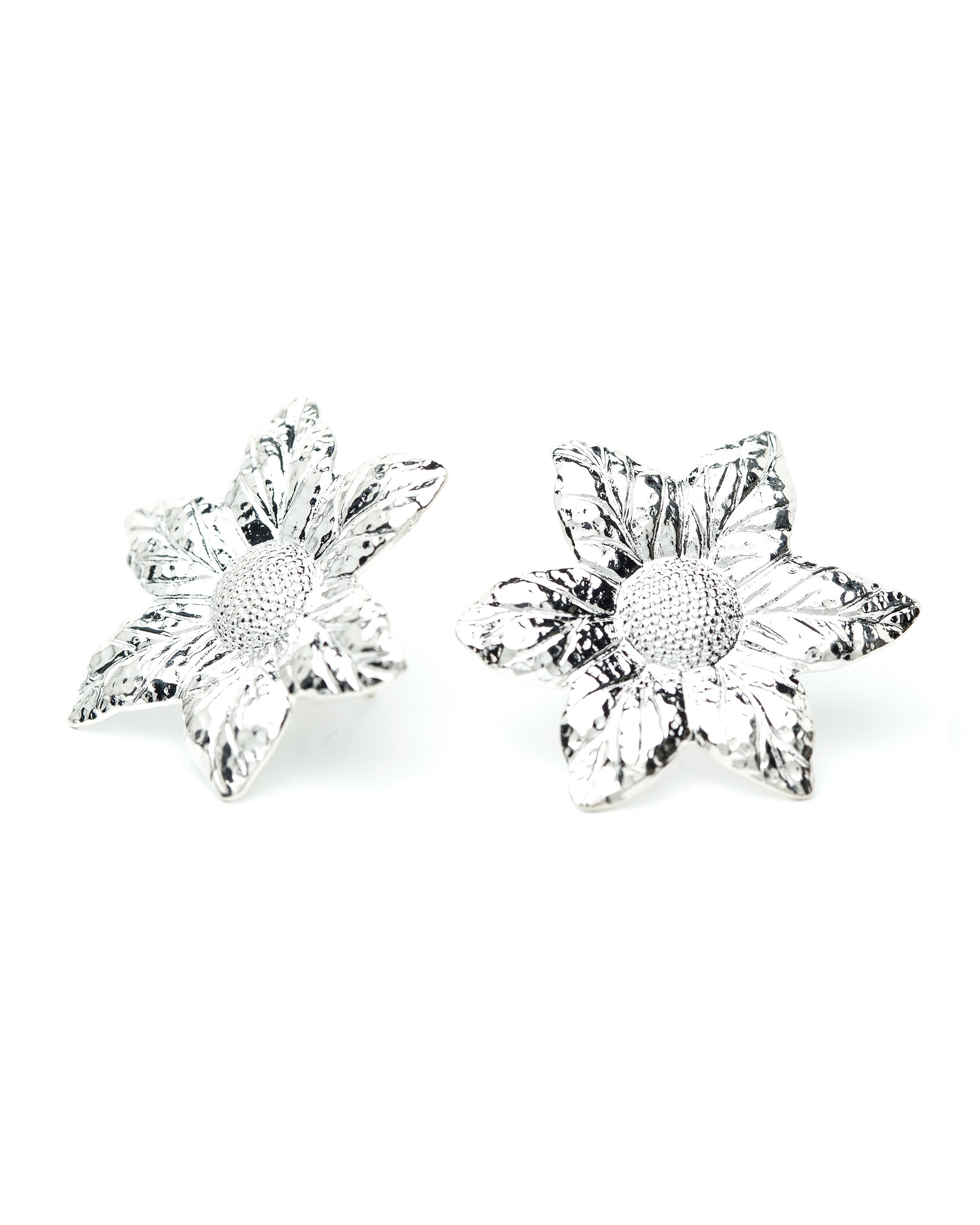 THÉIA - silver-plated flower stud earrings MONSIEUR SIMONE Silver
