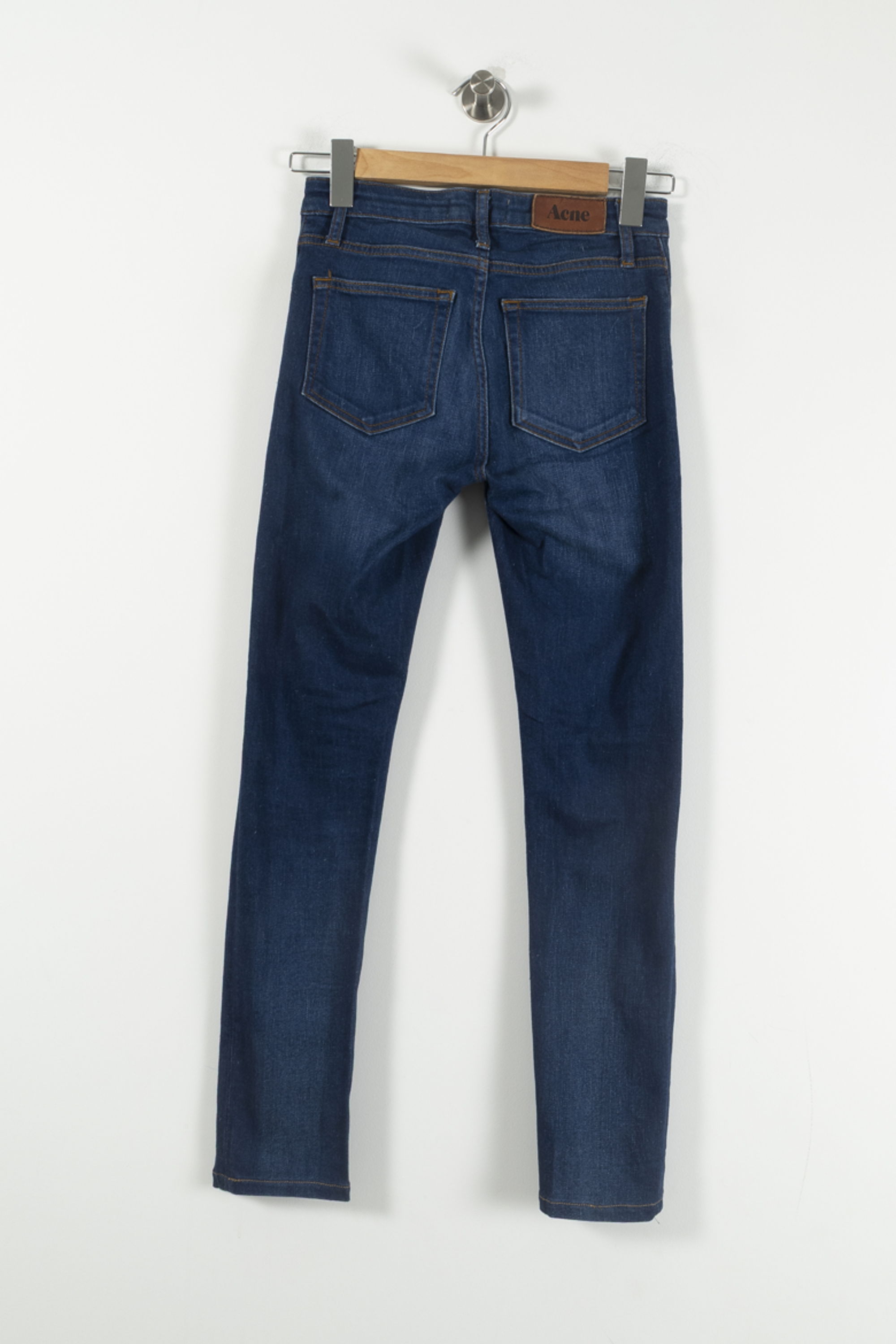 Cropped slim jeans with studs ACNE STUDIOS - Seconde Main Blue