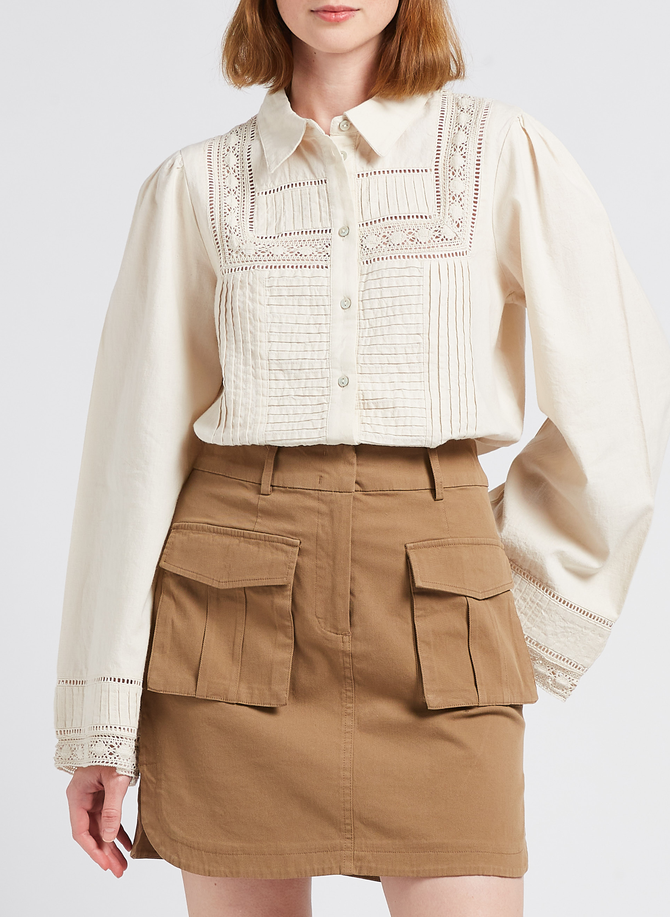 Chemise col classique ample VILA Beige