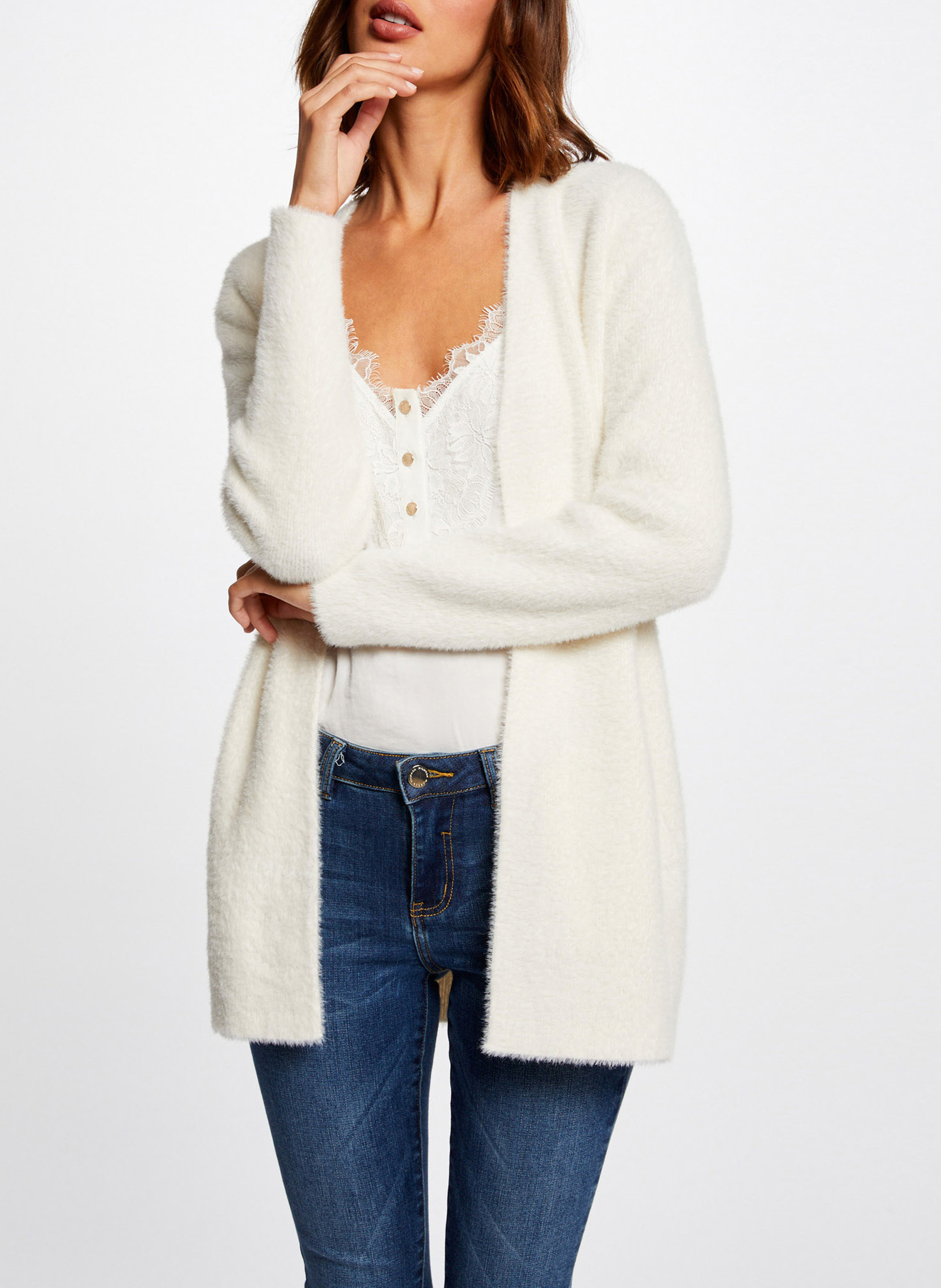 Gilet long en fausse fourrure MORGAN Beige