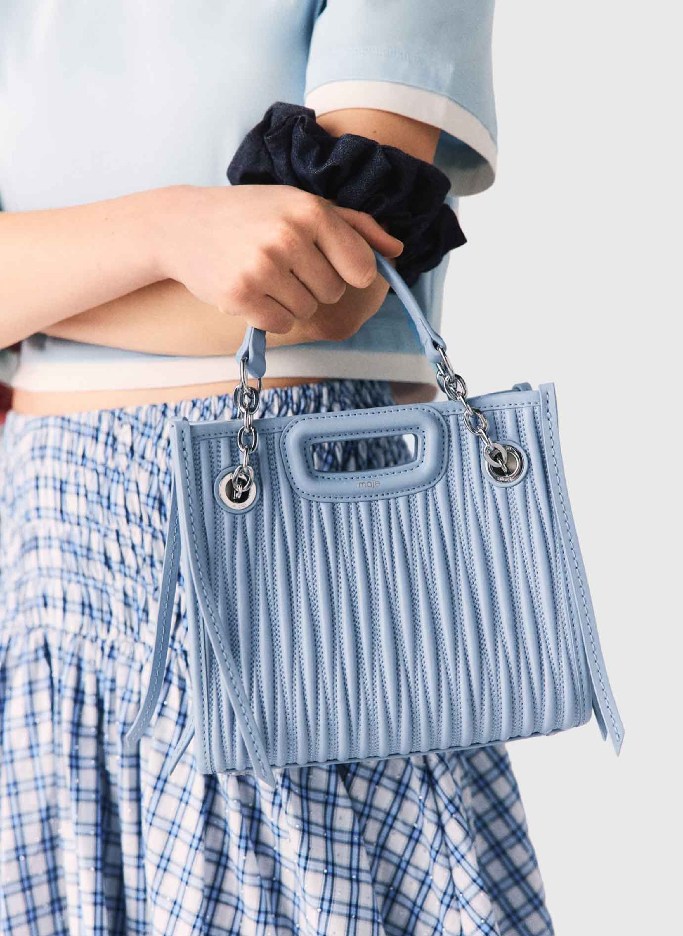 Sac bandoulière en cuir MAJE Bleu